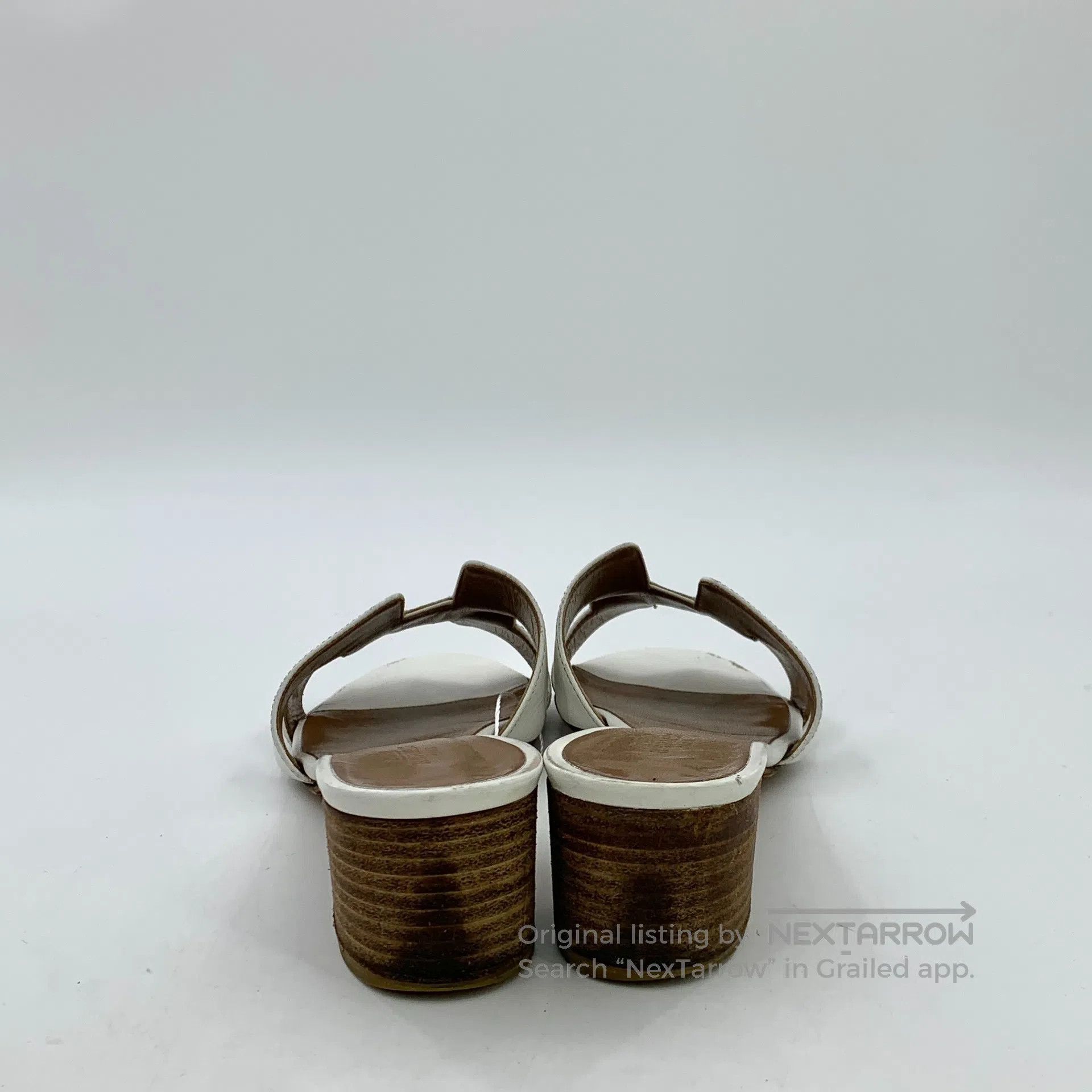 Hermes Hermes White H-shaped thick high-heeled sandals| Size US 6.5 / IT 36.5 - 4 Thumbnail