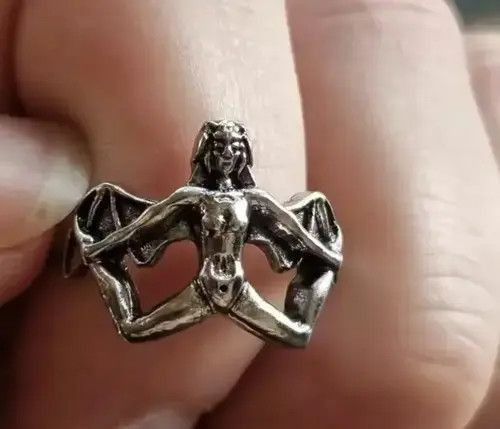 Jewelry Demon Girl Ring Satan Devil Goth Punk Rock Jewelry Chrome Size ONE SIZE - 1 Thumbnail