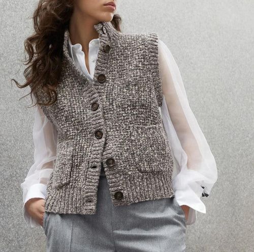 Brunello Cucinelli o1la1rc1a0325 Knitted Vest in Grey Size S / US 4 / IT 40 - 3 Thumbnail