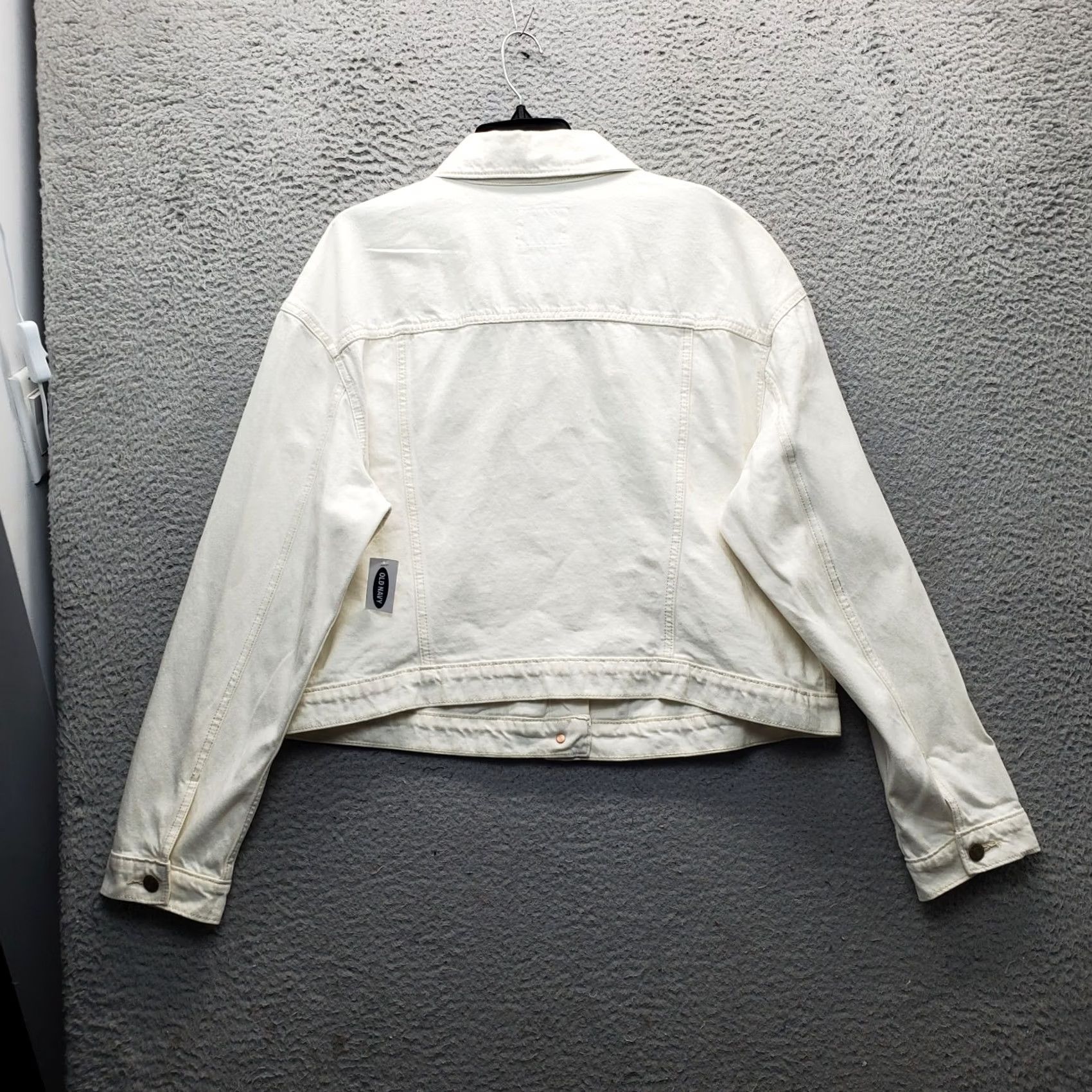 Old Navy Old Navy Trucker Jacket Womens XL Cream Chest Pocket Collar Button Front Jacket Size XL / US 12-14 / IT 48-50 - 2 Thumbnail
