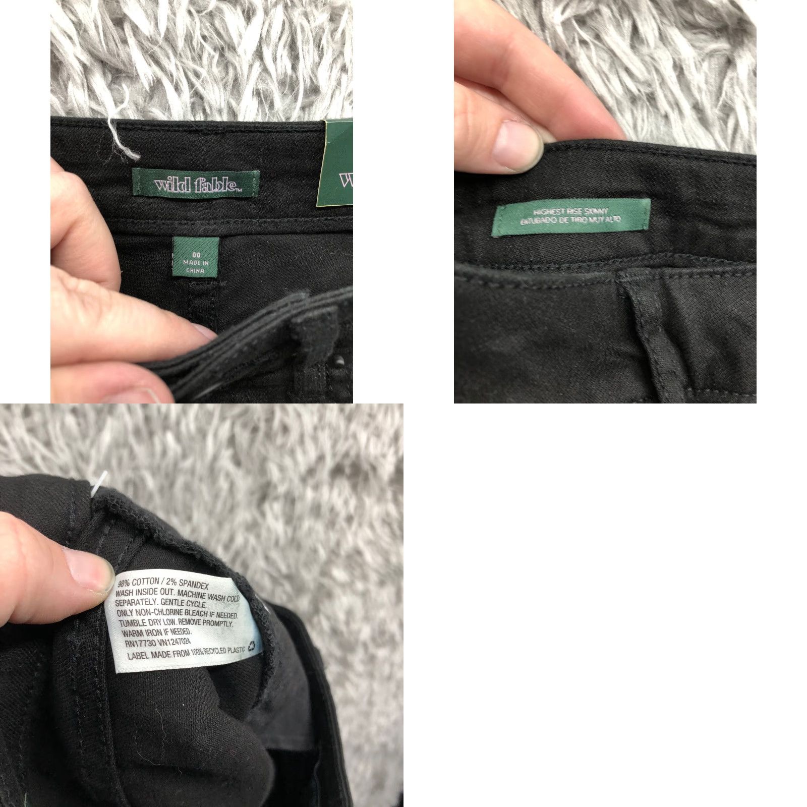 Vintage Wild Fable Highest Rise Skinny Jeans Womens 00 Dark Wash Black Denim Size 24" / US 00 / IT 34 - 9 Thumbnail
