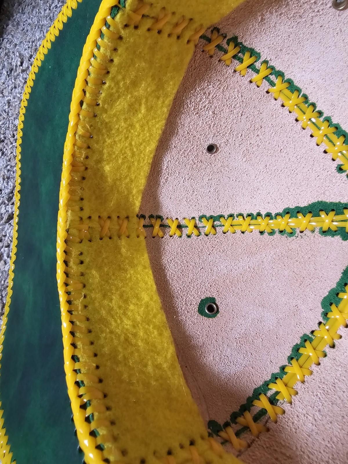 Handmade Custom Handmade Leather Strapback Hat Yellow Plastic Stitch Size ONE SIZE - 10 Thumbnail