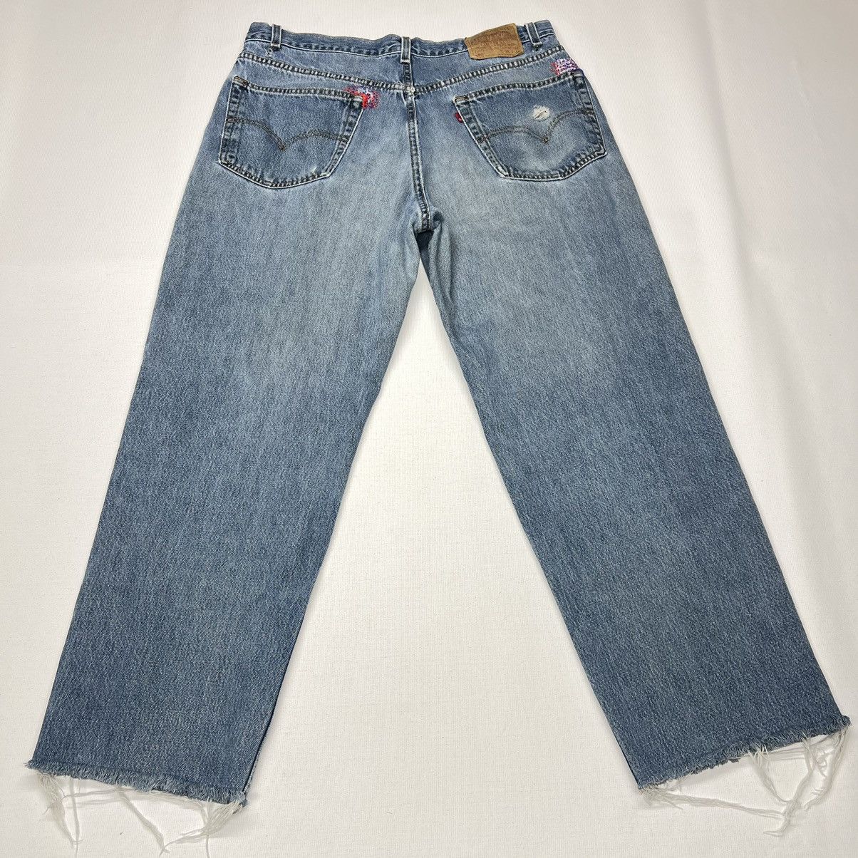 Levi's × Vintage VTG Levis 550 Jeans Blue Cropped Relaxed Fit Denim Baggy Size US 38 / EU 54 - 14 Thumbnail