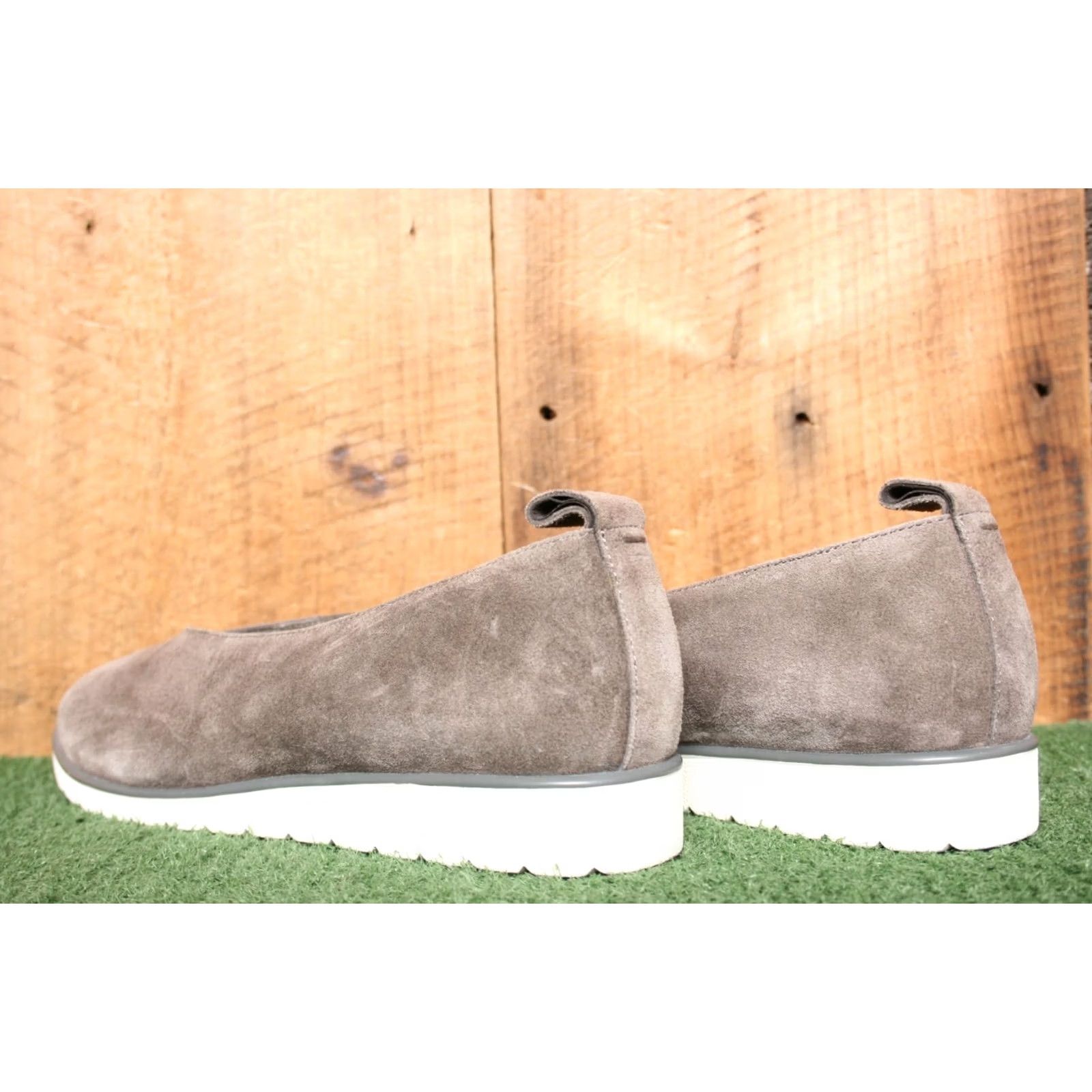 Eileen Fisher EILEEN FISHER Humor Graphite Sport Suede Mini Wedge Loafers Sz. 10 Women Leather Lining Gray Slip On Vintage Mens? Size US 10 / IT 40 - 3 Thumbnail