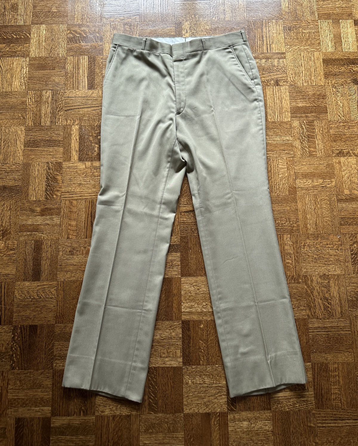 Vintage Vintage 60s Flannel Lined Khaki Trousers Pants Size US 36 / EU 52 - 4 Thumbnail