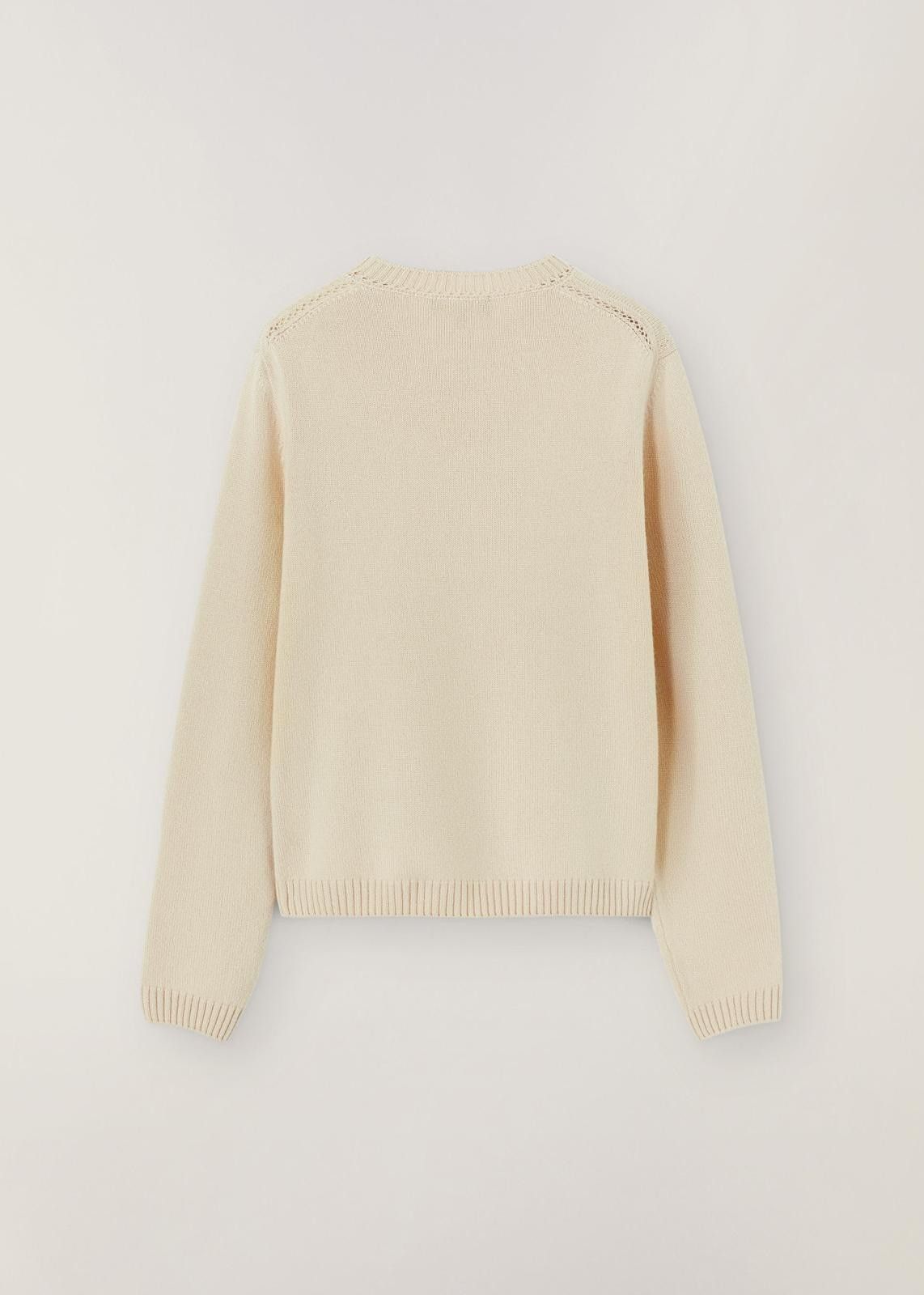 Loro Piana o1srvl11e1024 Cocooning Crewneck Fine Ajour Sweater in Cream Size L / US 10 / IT 46 - 2 Thumbnail