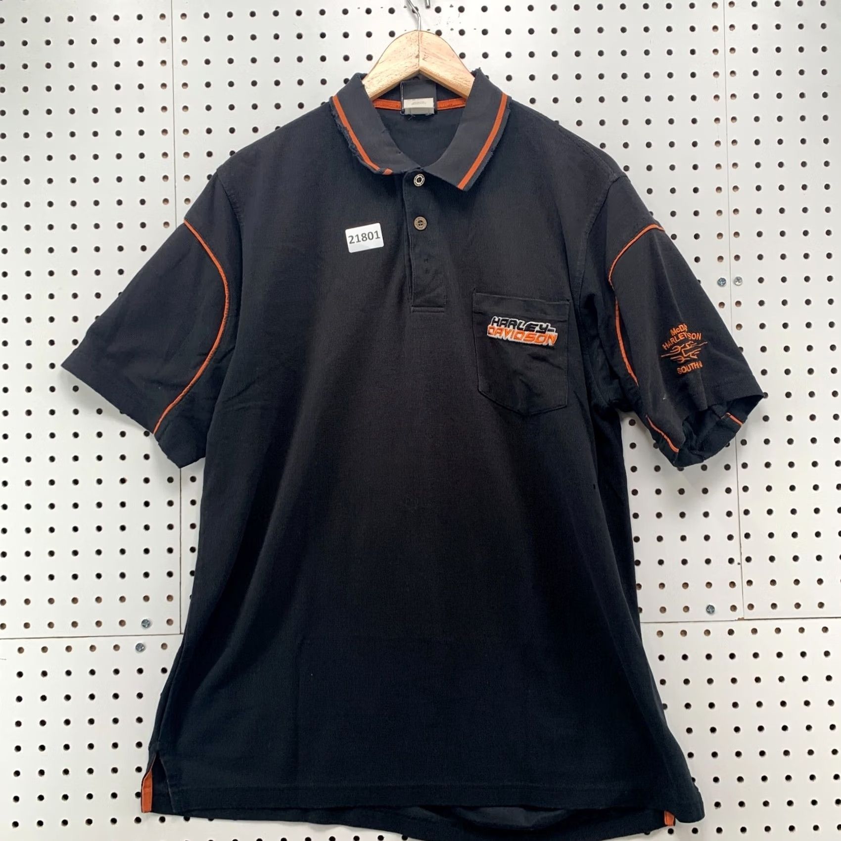 Harley Davidson Harley-Davidson Motorcycle Pocket Polo Shirt Black Orange Mens Large 22x31 Size US L / EU 52-54 / 3 - 2 Thumbnail