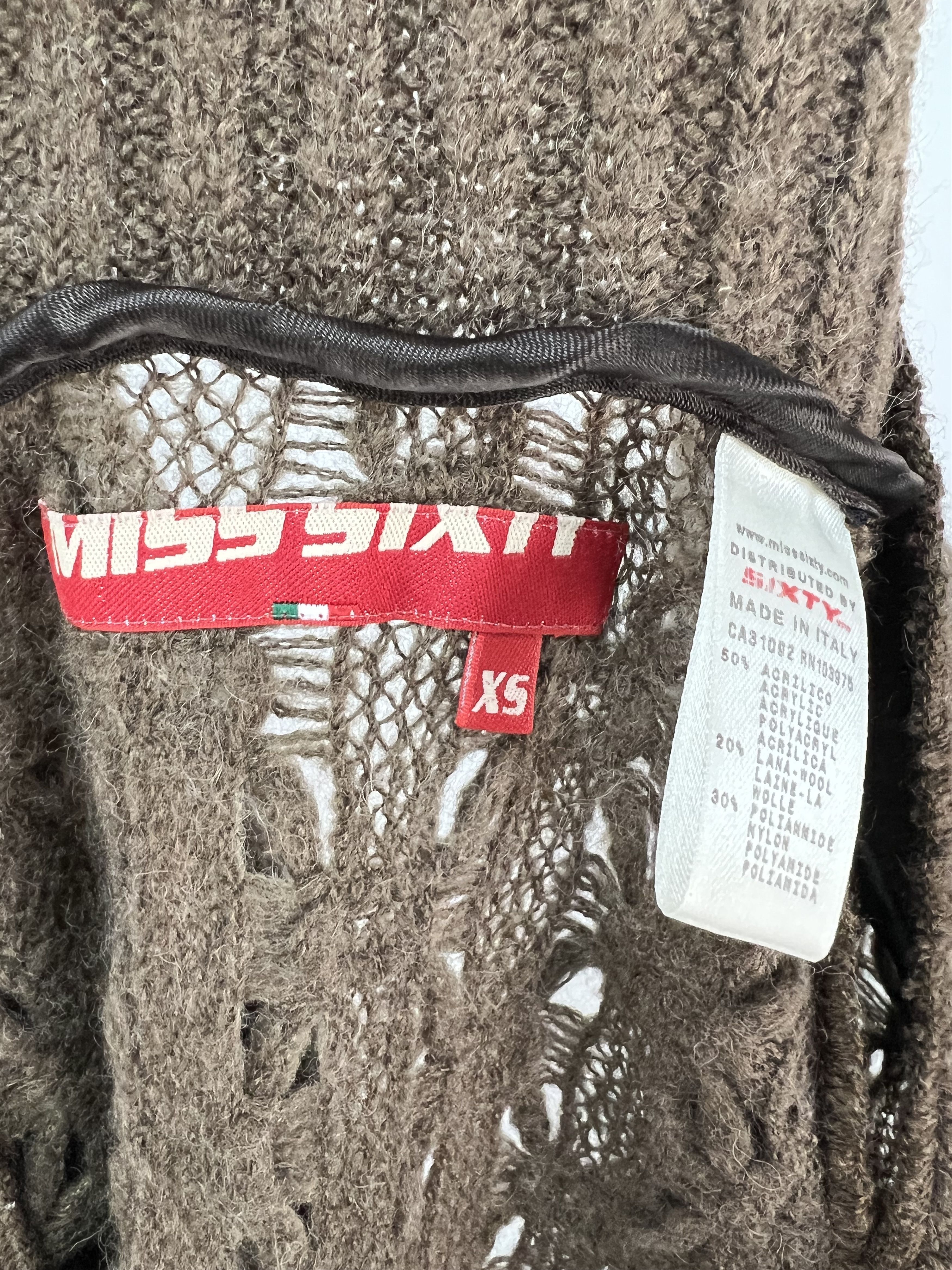 Miss Sixty Miss Sixty Vintage Womens Brown Knitted V-Neck Wool Sweater Size XS / US 0-2 / IT 36-38 - 15 Thumbnail