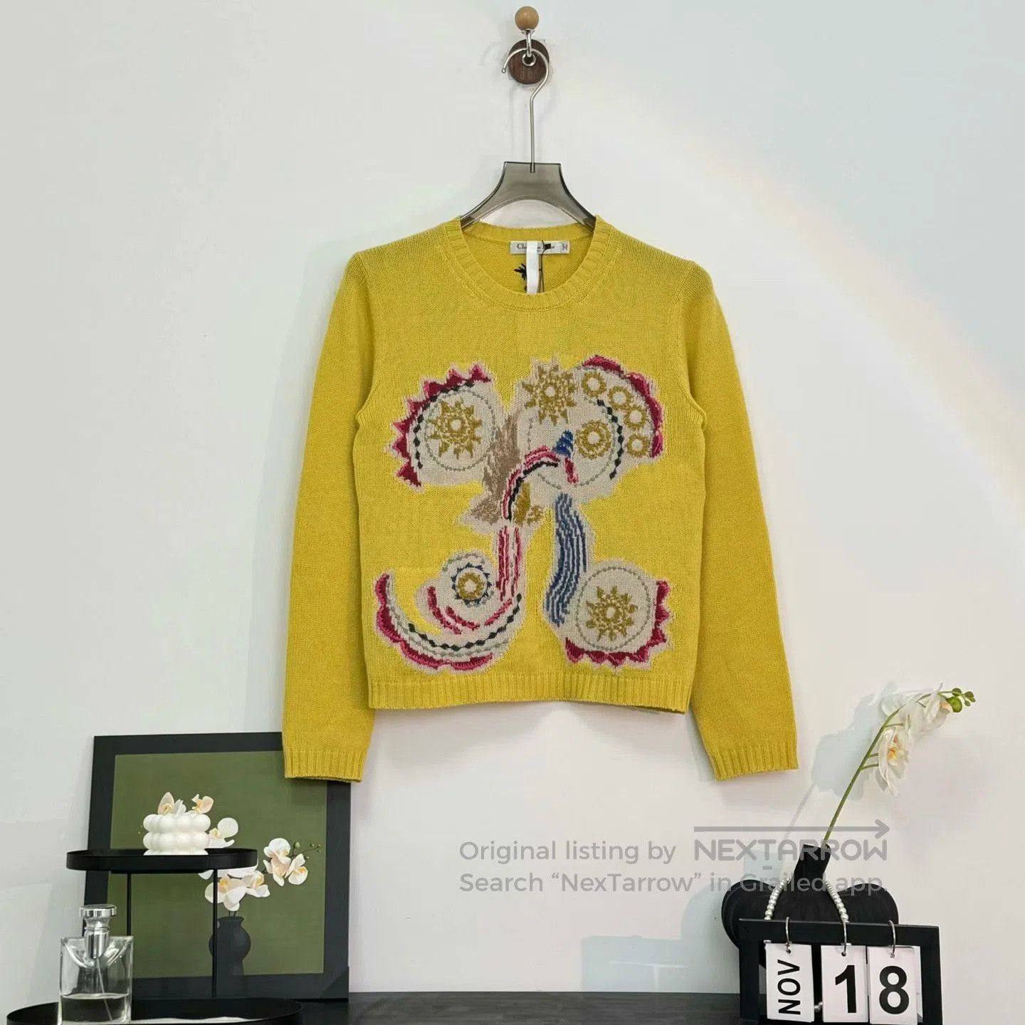 Dior limited edition floral embroidery cashmere sweater. Size L / US 10 / IT 46 - 1 Thumbnail