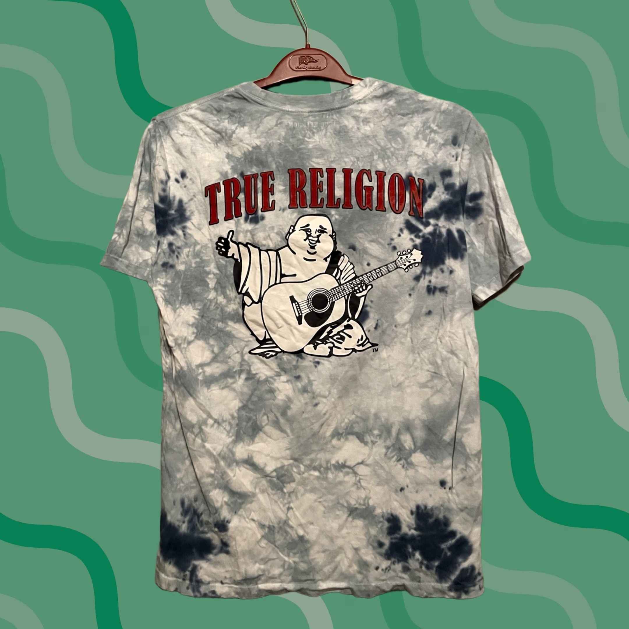 True Religion True Religion Mens Buddha Shirt Blue Tie-Dye Medium Size Logo (B416) Size US M / EU 48-50 / 2 - 1 Thumbnail