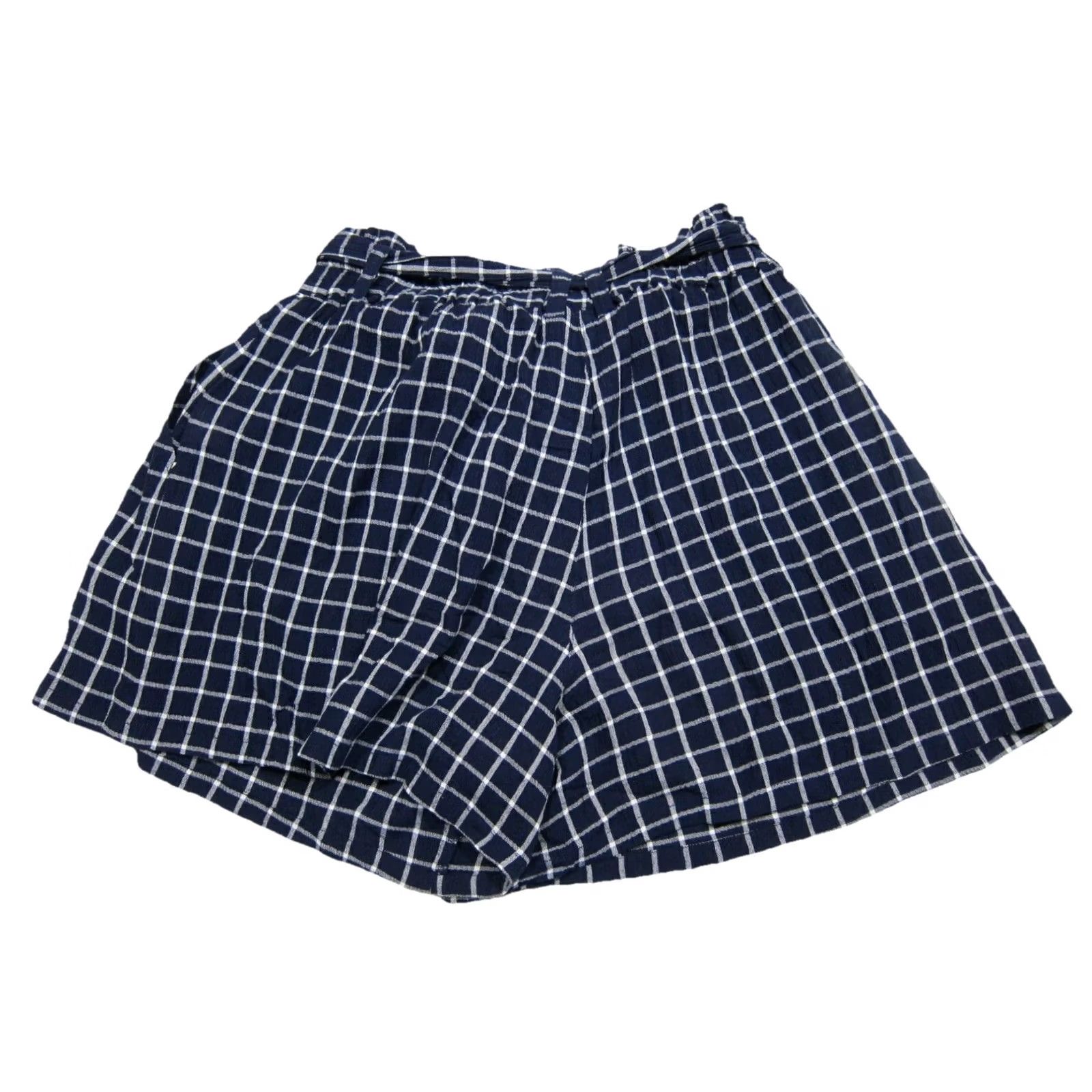 Vintage BP Rayon Blue White Plaid High Rise Waist Ruffle Tie Chino Shorts Women M Size 30" / US 8 / IT 44 - 8 Thumbnail