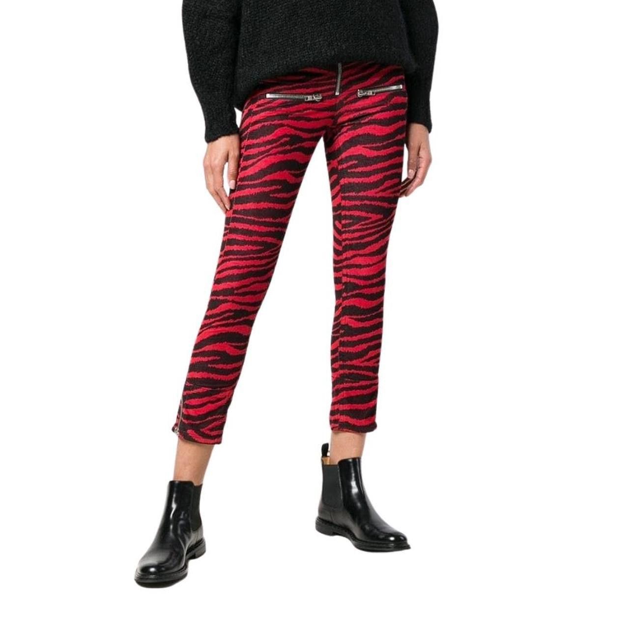 Isabel Marant Etoile Isabel Marant Étoile Red Zebra Print Moto Corduroy Pants Size 26" / US 2 / IT 38 - 4 Thumbnail