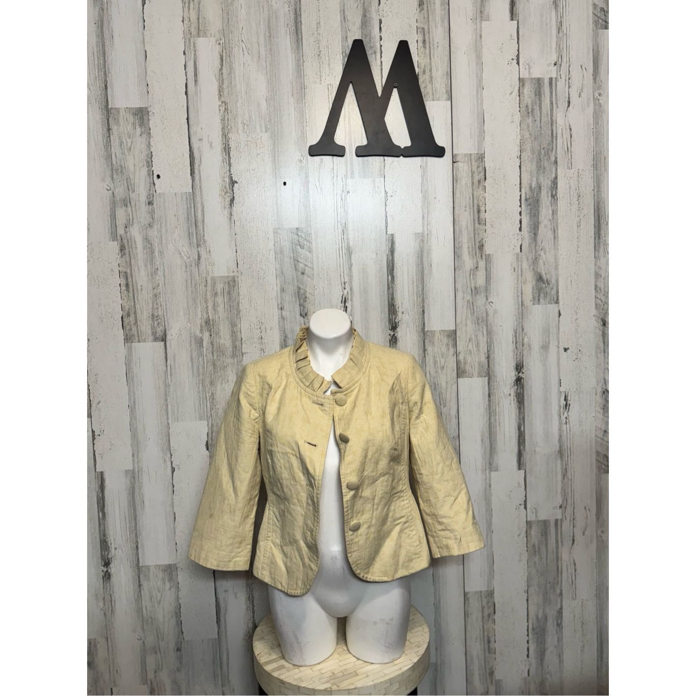 Other Willi Smith Beige Cropped Ruffle Collar Jacket Size 8 Size M / US 6-8 / IT 42-44 - 2 Thumbnail
