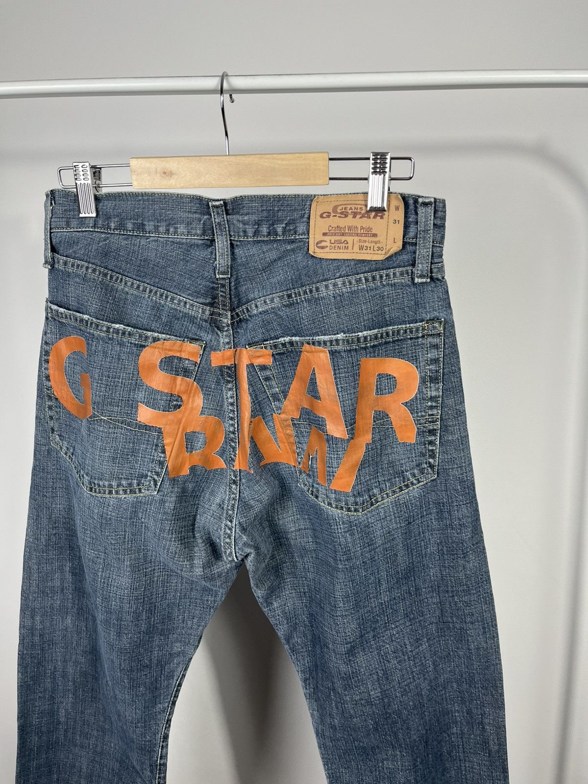 G-Star G Star Raw Jeans Custom Big Logo W31 L30 Blue Straight Fit Size US 31 - 3 Thumbnail