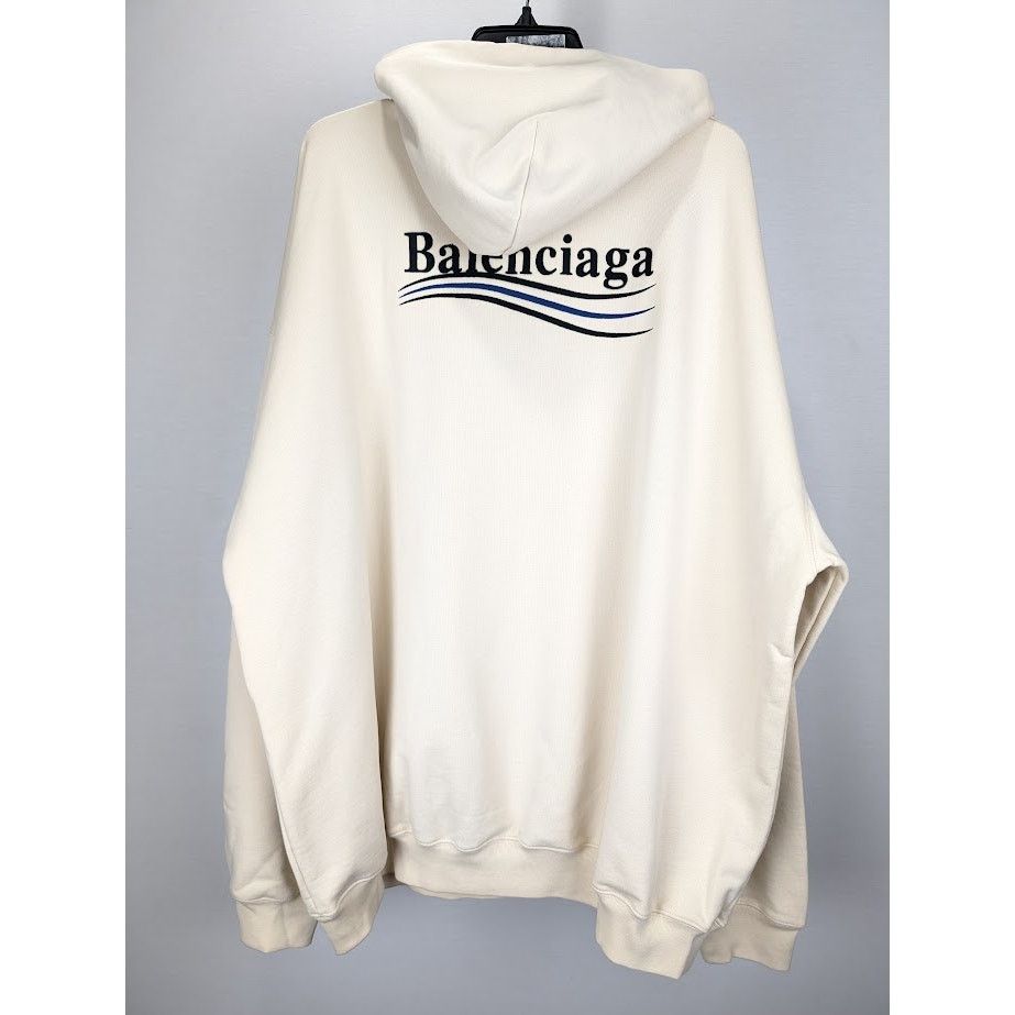 Balenciaga o1rshd1 Hoodie Embroider Pol Bouclette in Cream/Black/Blue Size US S / EU 44-46 / 1 - 11 Thumbnail