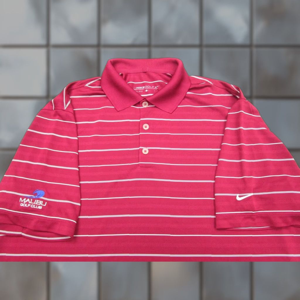 Nike Nike Polo Shirt Mens L Red Dri-Fit Striped Malibu California Golf Club Nike Dri-FIT Mens Polo L Red Striped California Golf Size US L / EU 52-54 / 3 - 1 Thumbnail