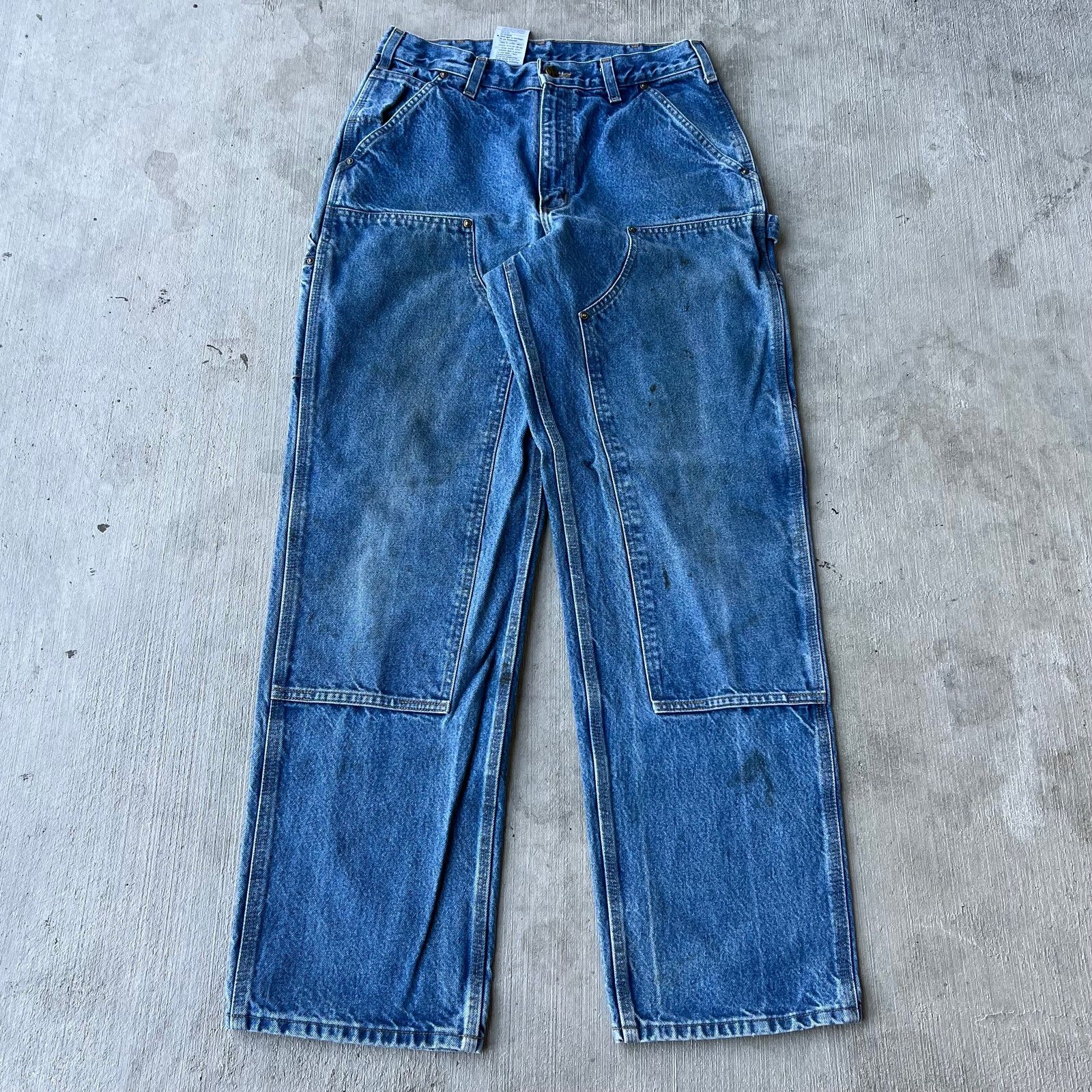 Carhartt × Vintage Carhartt denim blue jeans double knee work carpenter pants Size US 31 - 1 Thumbnail