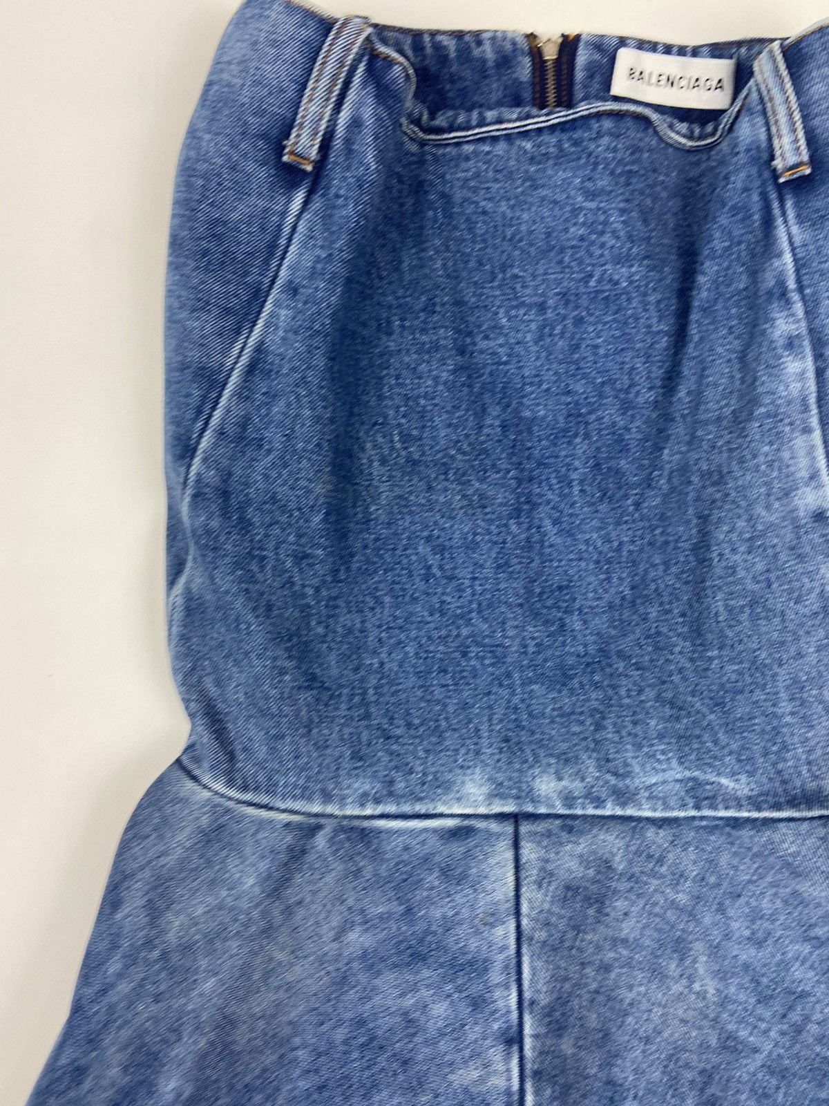 Balenciaga BALENCIAGA GODET PEPLUM-STYLE DENIM KNEE LENGHT SKIRT SZ 38 Size 26" / US 2 / IT 38 - 19 Thumbnail