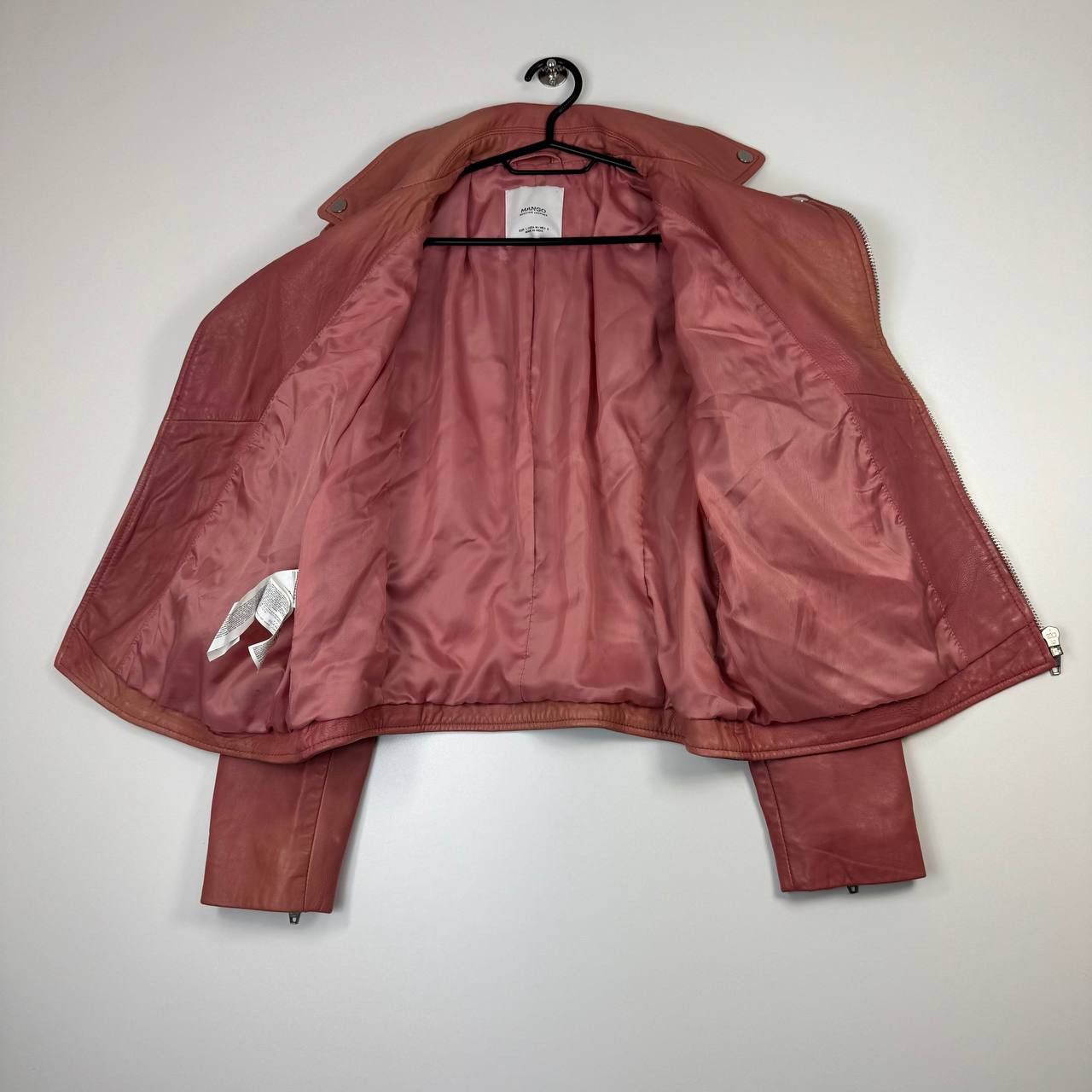 Mango Mango Genuine Leather Biker Jacket Pink Zip Womens Size L Size L / US 10 / IT 46 - 4 Thumbnail