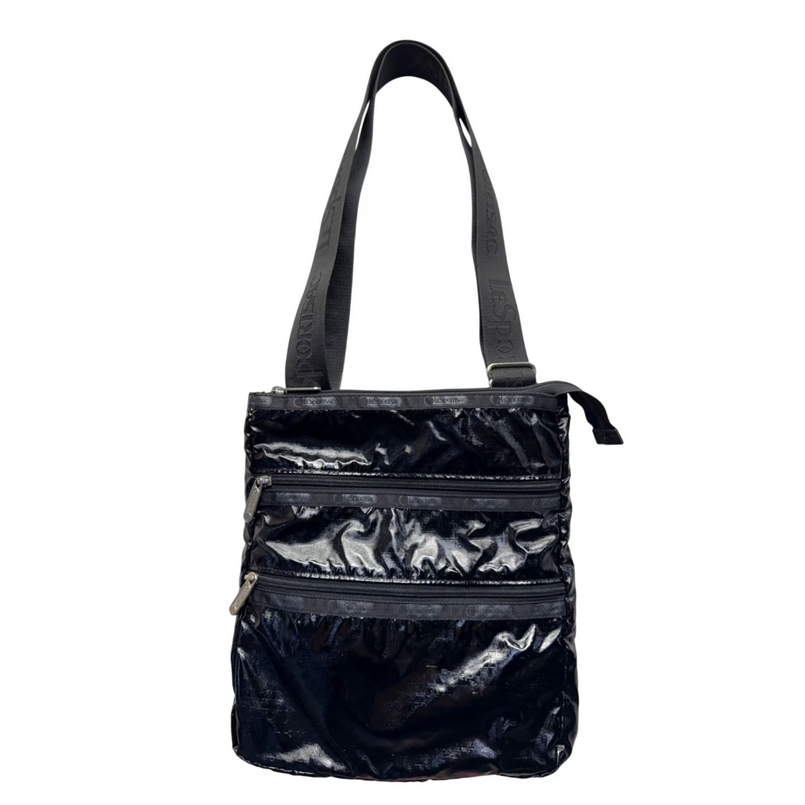 LeSportsac LeSportsac Black Shiny Crossbody Bag With Adjustable Strap #9710 - Womens Size ONE SIZE - 2 Thumbnail