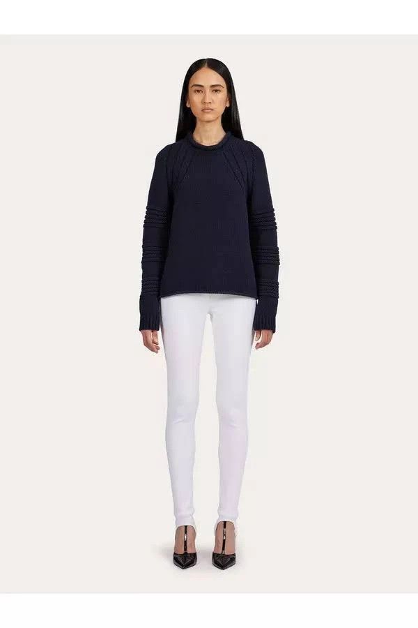 Salvatore Ferragamo o1s1rm0924 Crewneck Sweater in Navy Blue Size M / US 6-8 / IT 42-44 - 3 Thumbnail