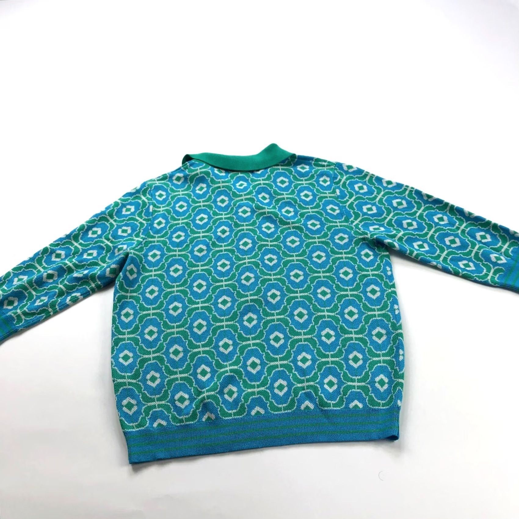 Vintage Suncoo Paris XS/S (Size T1) Collared Polo Sweater All Over Print Blue HRJ Size S / US 4 / IT 40 - 6 Thumbnail
