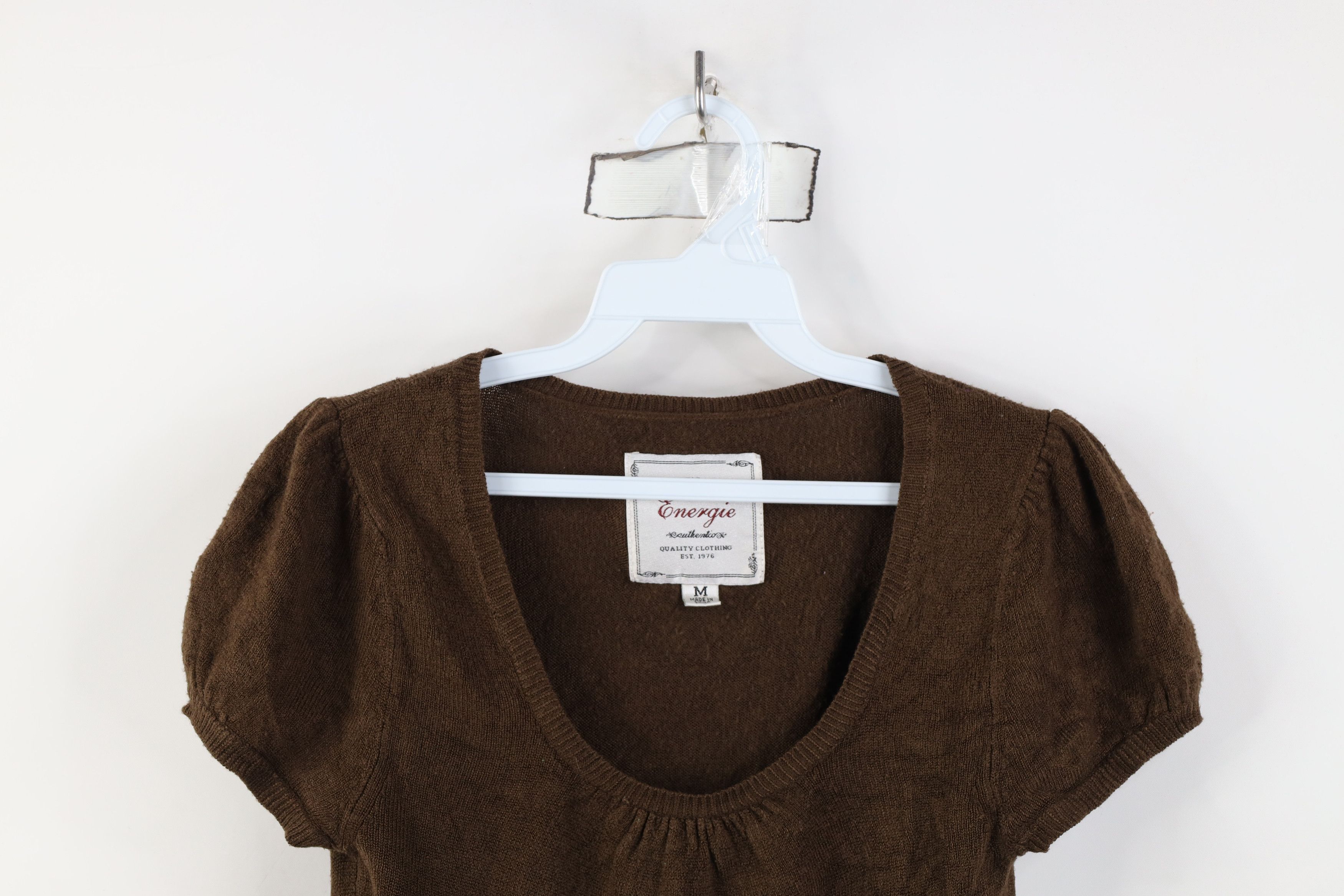 Vintage Vintage 90s Y2K Babydoll Ribbed Knit Short Sleeve Sweater Size M / US 6-8 / IT 42-44 - 2 Thumbnail