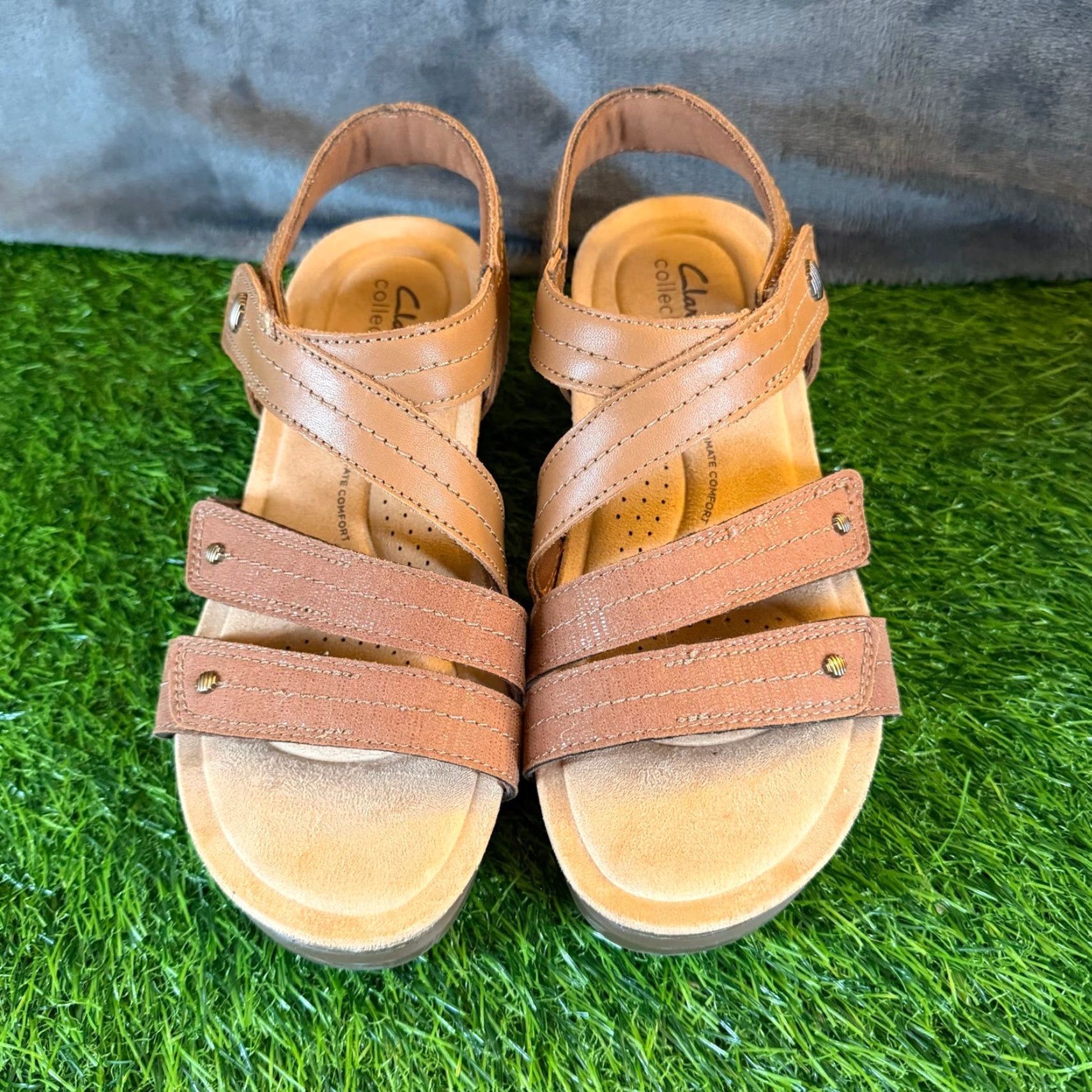 Clarks Clarks Sandals Caleene Clara Tan Wedge Strappy Adjustable 6.5 Womens Summer Casual Slide Shoes Womens Size US 7 / IT 37 - 4 Thumbnail