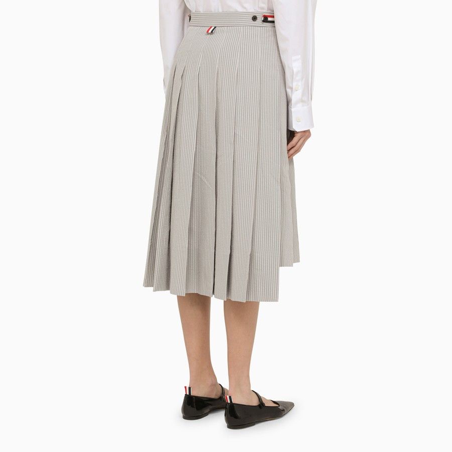 Thom Browne o1d2blof1024 Cotton Pleated Midi Skirt in Grey Size 28" / US 6 / IT 42 - 4 Thumbnail