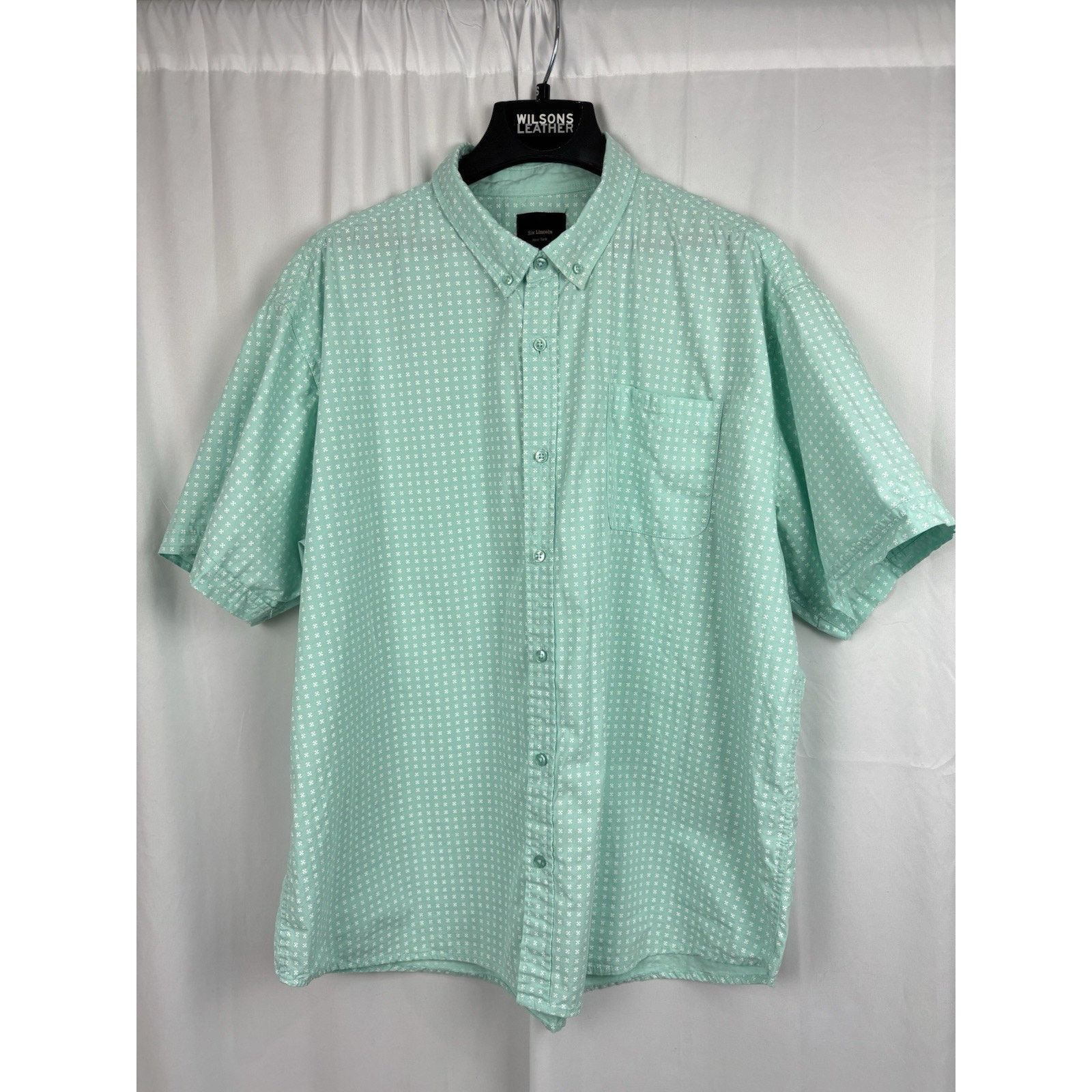 Other Men's Six Lincoln New York Blue Green 3X SS Button Shirt Size US XXL / EU 58 / 5 - 1 Thumbnail