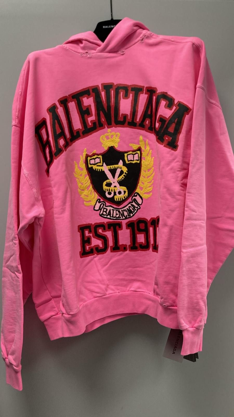 Balenciaga o1la1rc1a1024 DIY College Medium Fit Hoodie in Fluo Pink Size S / US 4 / IT 40 - 1 Preview