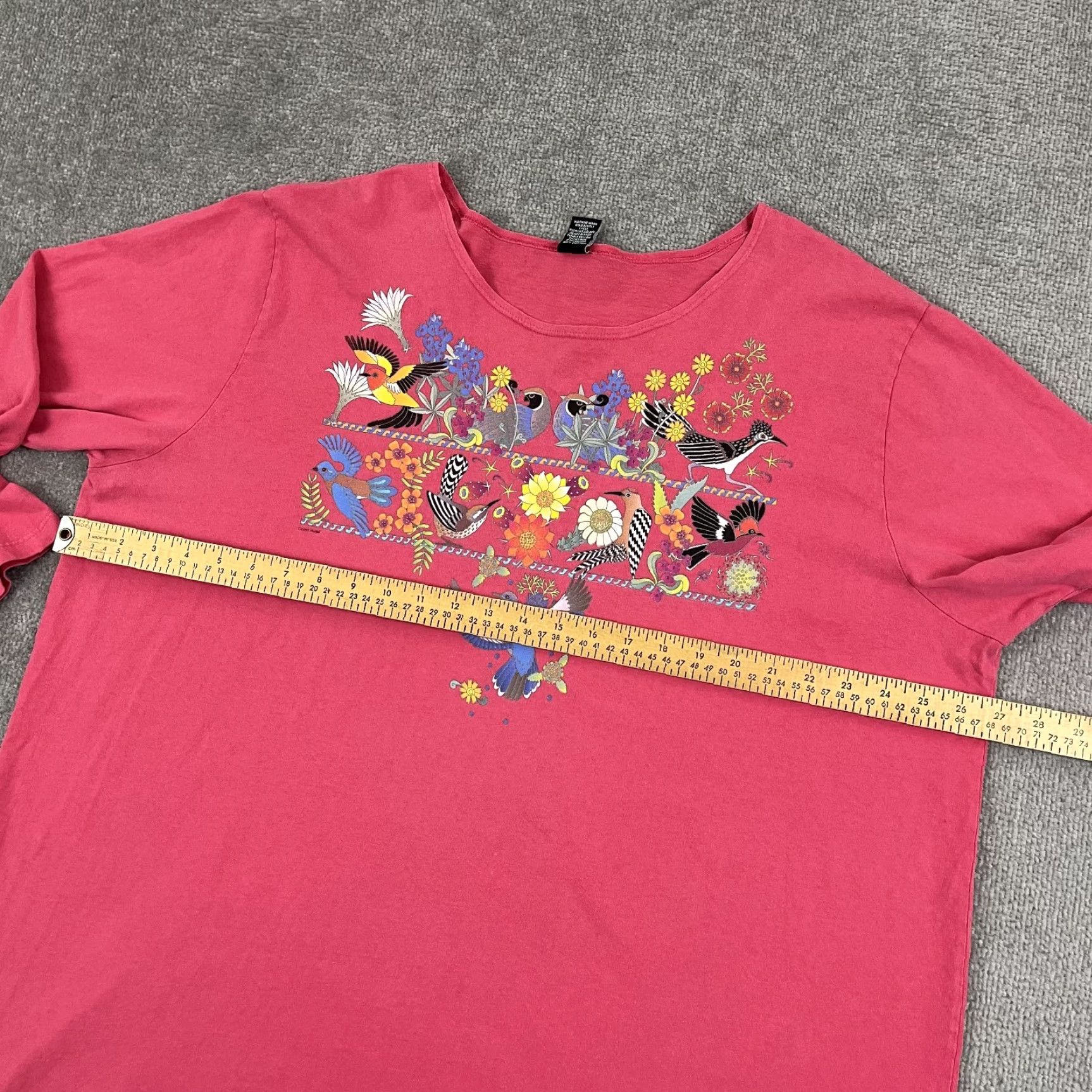 Pinko VINTAGE Sabaku Blouse Shirt Womens 1X Pink Birds Animals Floral 100% Cotton Casual Wear USA Womens Size XL / US 12-14 / IT 48-50 - 5 Thumbnail
