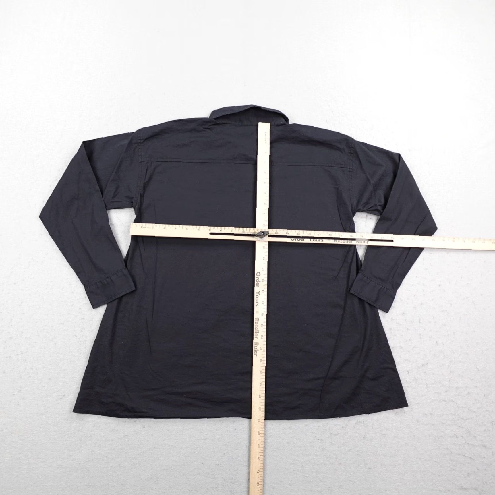 Eileen Fisher Shirt Womens Medium Black Button Up Long Sleeve Tunic Top Blouse Womens