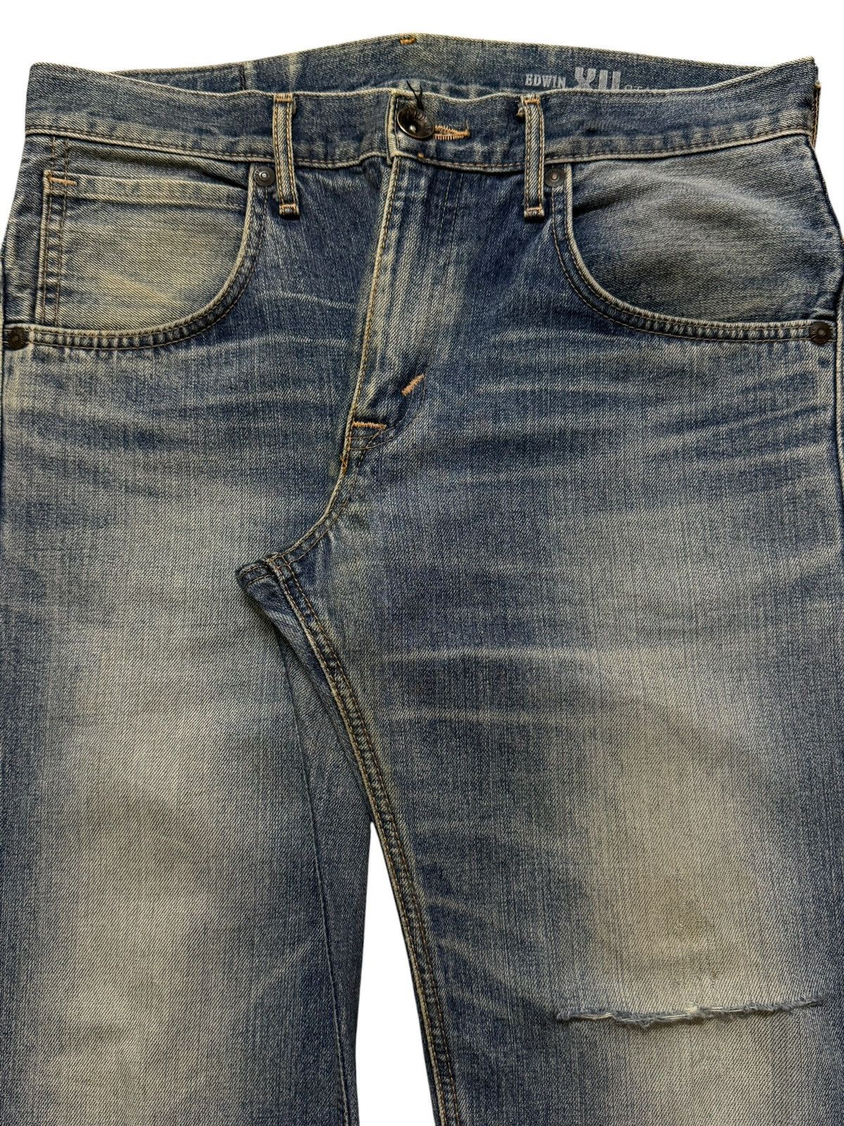 Edwin Vintage 90s Edwin 403 Blue Faded Wash Distress Straight Leg Size US 33 - 3 Thumbnail
