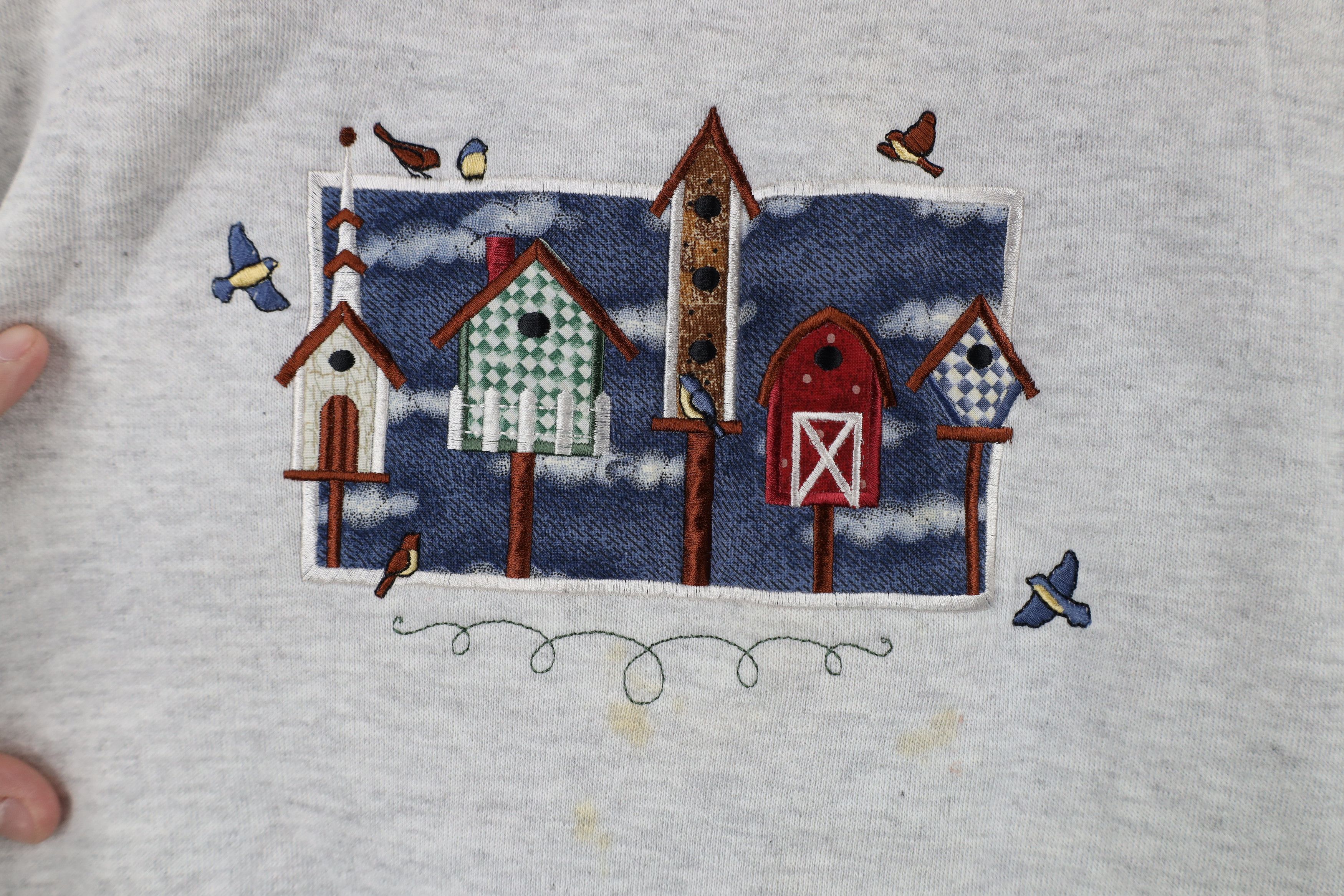 Vintage Vintage 90s Streetwear Nature Bird Collared Sweatshirt USA Size L / US 10 / IT 46 - 4 Thumbnail