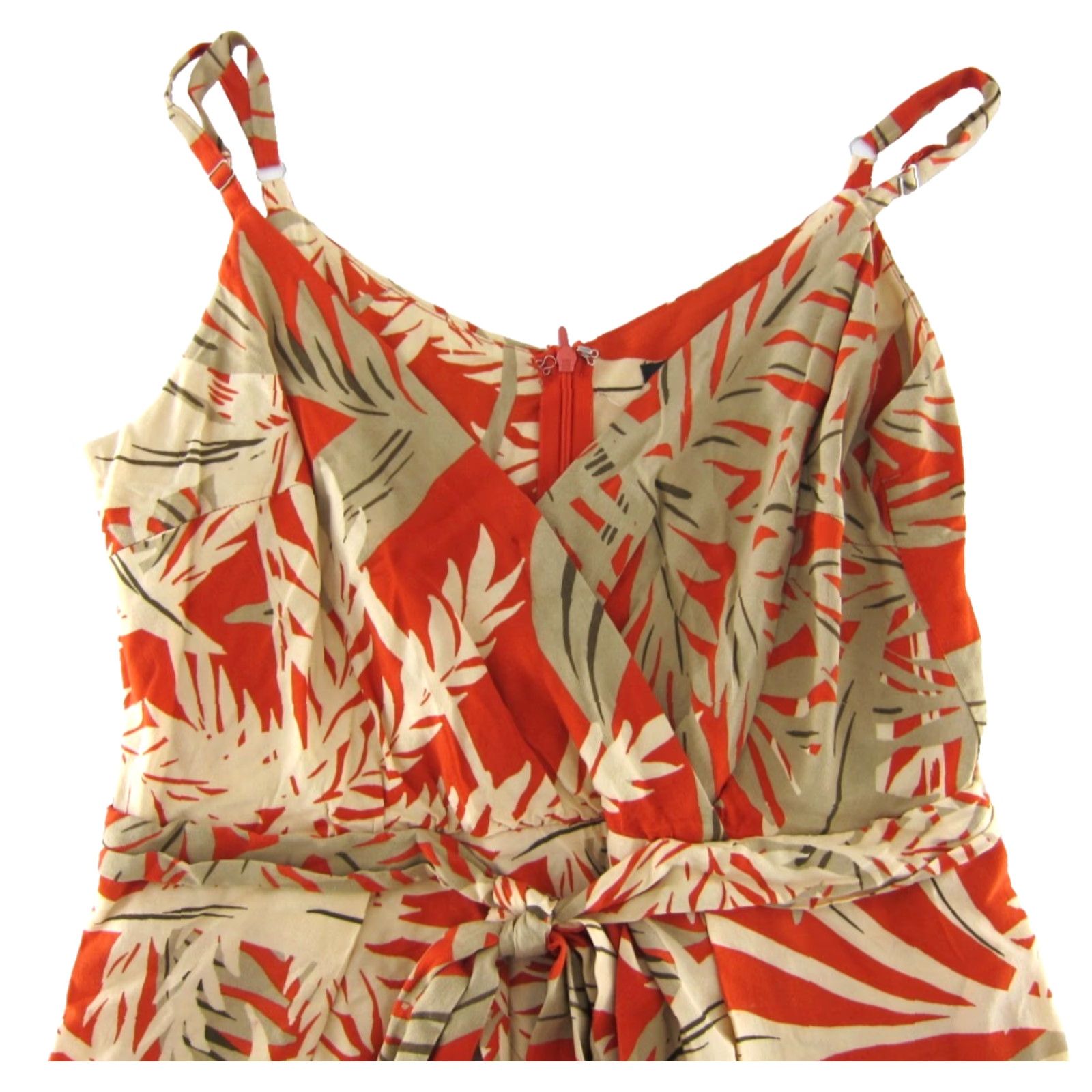 Vintage Halogen Maxi Tank Dress M Orange Floral Tropical 100% Rayon Sleeveless V-Neck Zipper Women’s Medium Tropical Floral Long Dress Size M / US 6-8 / IT 42-44 - 4 Thumbnail