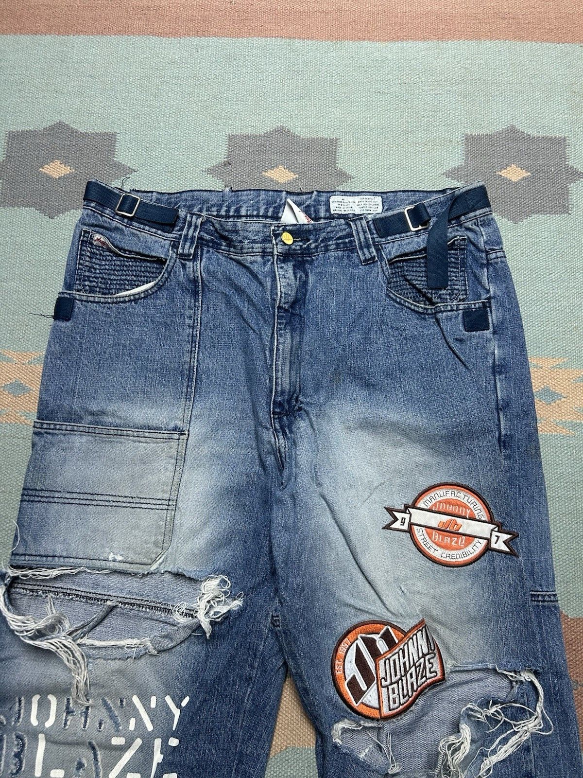 Vintage y2k baggy jeans Johnny blaze distressed wide patched 38x32 Size US 38 / EU 54 - 5 Thumbnail