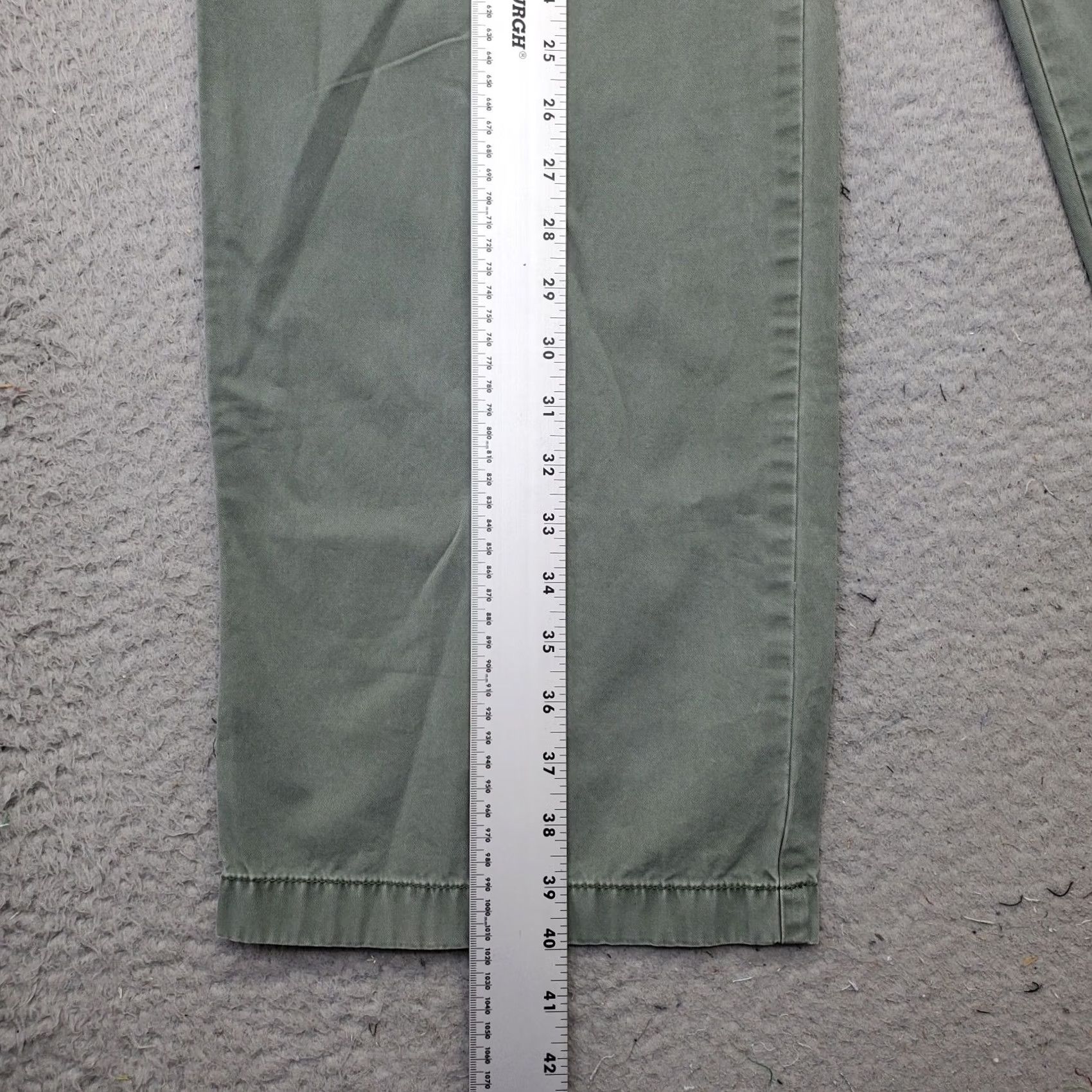 J.Crew J.CREW Chino Pants Mens Size 33 Green Regular Fit Stretch Low Waist Straight Leg Shirt Size US 33 - 3 Thumbnail
