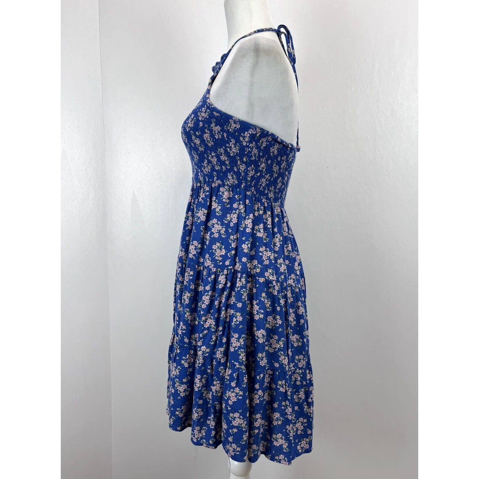 American Eagle Outfitters American Eagle Floral Halter Dress Short Sleeveless Blue Womens Small Size S / US 4 / IT 40 - 2 Thumbnail
