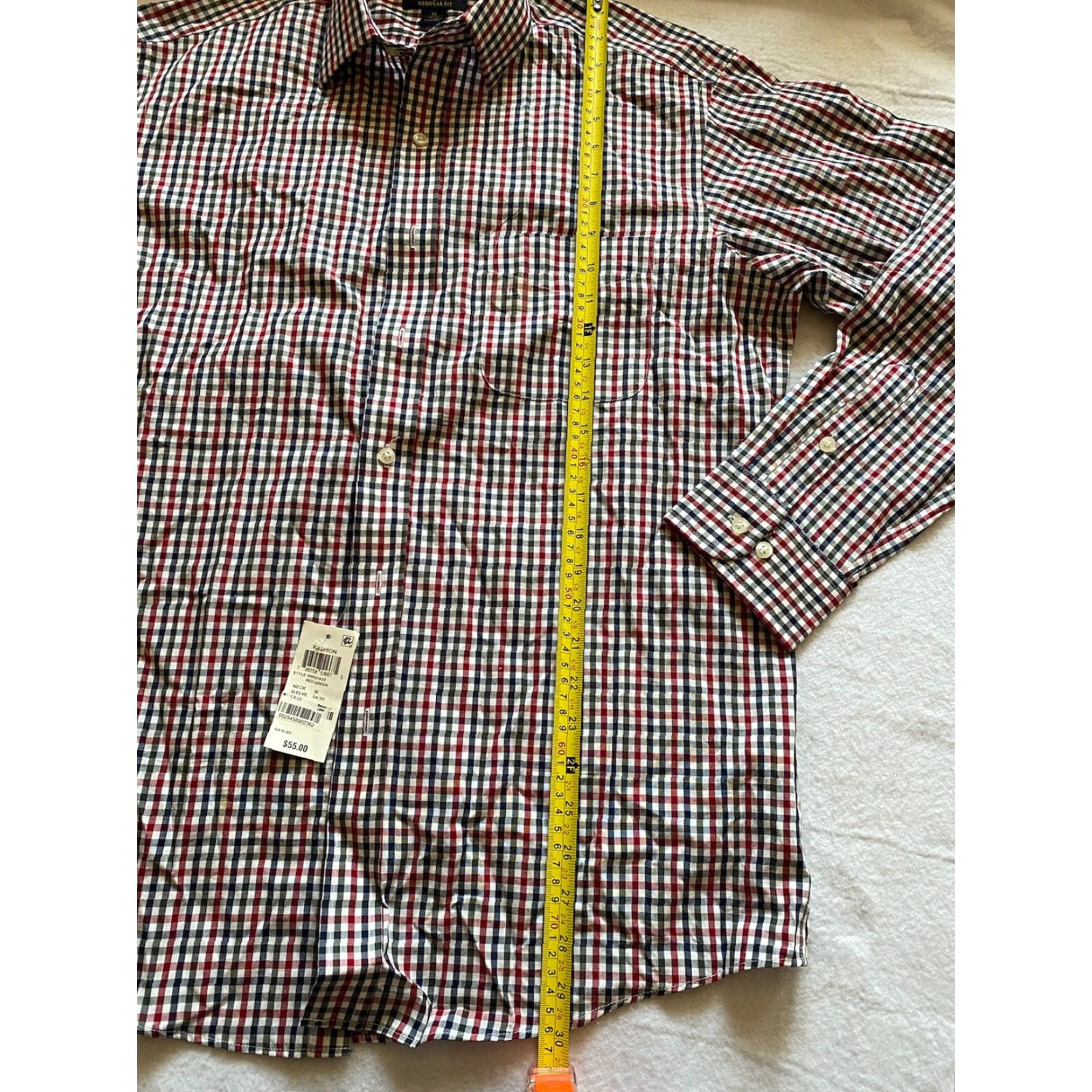 Club Room Club Room Button Shirt Men’s 16 Regular-Fit 100% Cotton Plaids & Checks Blue Red Multicolor Dress Shirt Mens Size US L / EU 52-54 / 3 - 7 Thumbnail