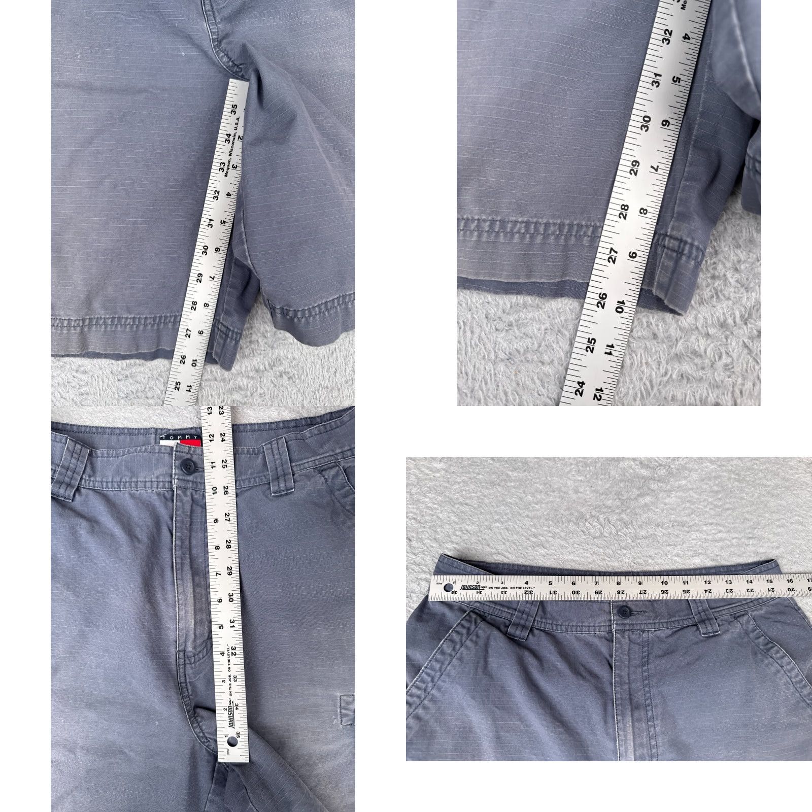 Tommy Hilfiger VINTAGE Tommy Hilfiger Cargo Shorts Men 31 Blue Cotton Rip-Stop 10 Inseam Casual Workwear 90s? Size US 31 - 8 Thumbnail