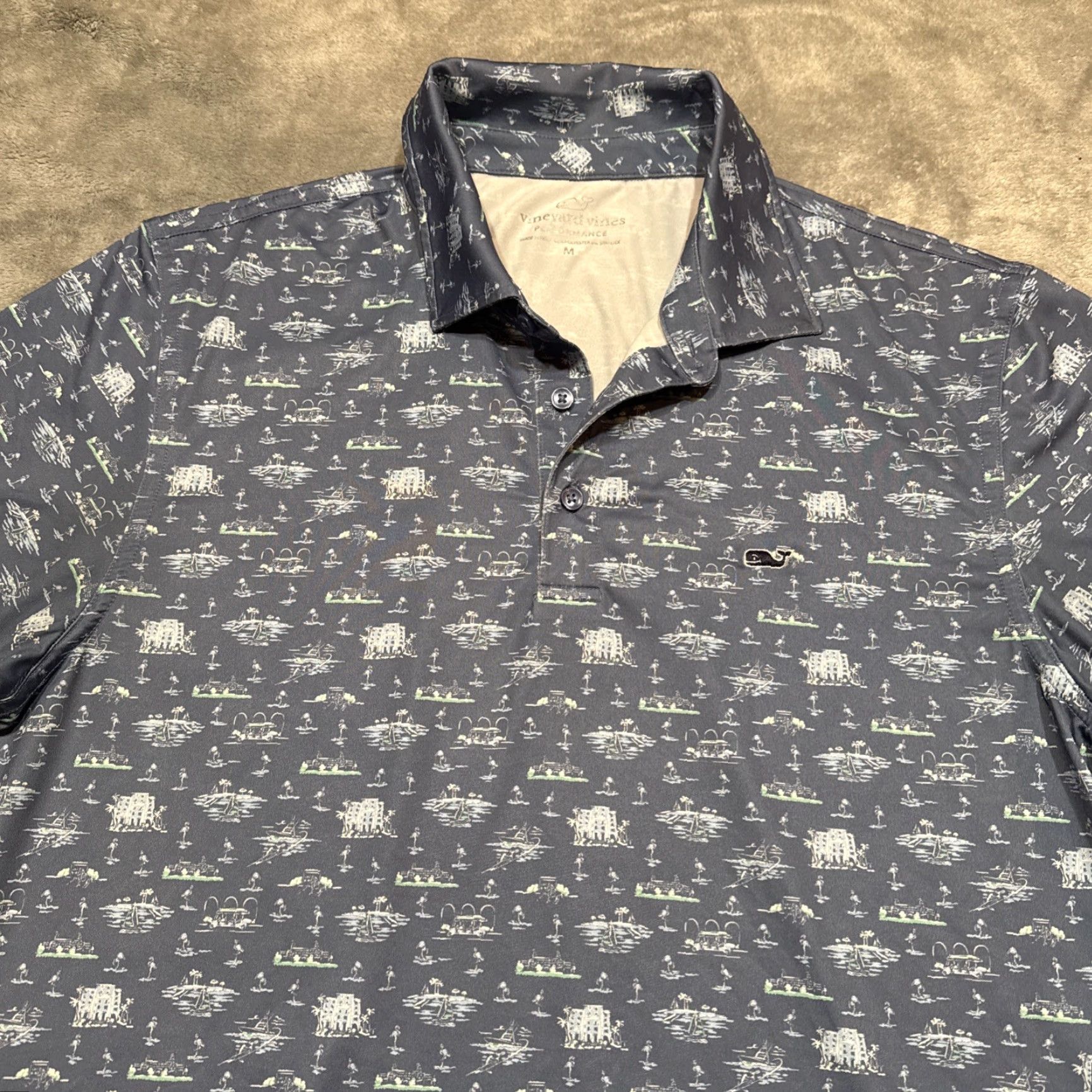 Vineyard Vines Vineyard Vines Polo Shirt Men’s Medium Blue Beach Performance Short Sleeve Polo Shirt Size US M / EU 48-50 / 2 - 2 Thumbnail