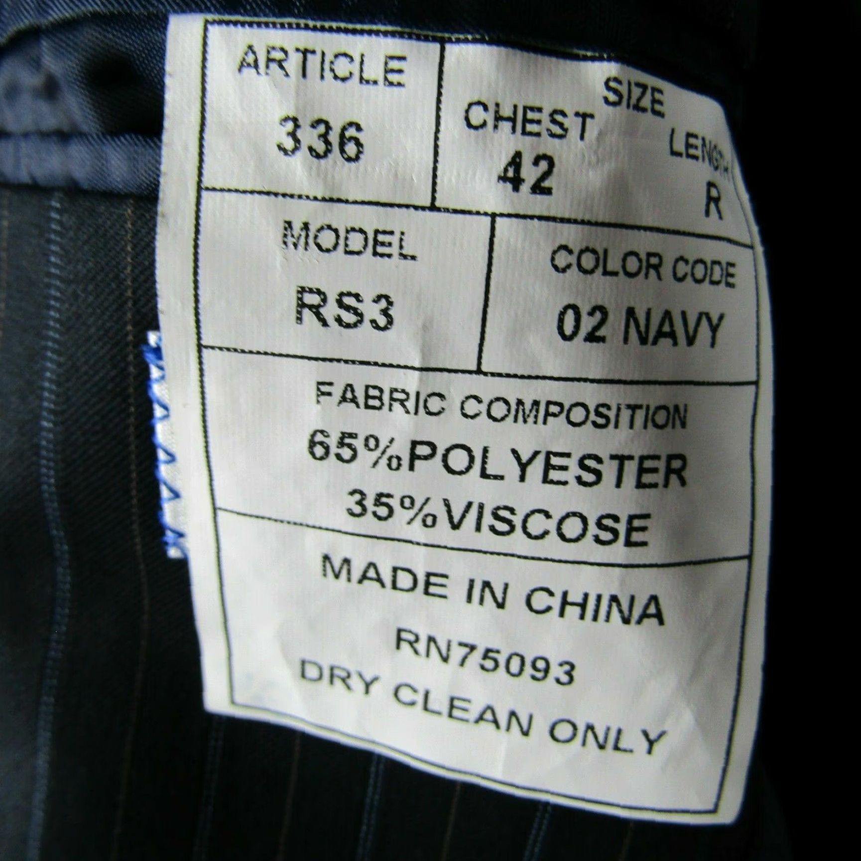 Vintage Angelo Rossi Blazer Mens 42 Charcoal Chalk Stripe Jacket Regular Classic Three Buttons Poly Blend Lining Full Dual Vent 3 Outer 4 Inner Mens Size 42R - 7 Thumbnail