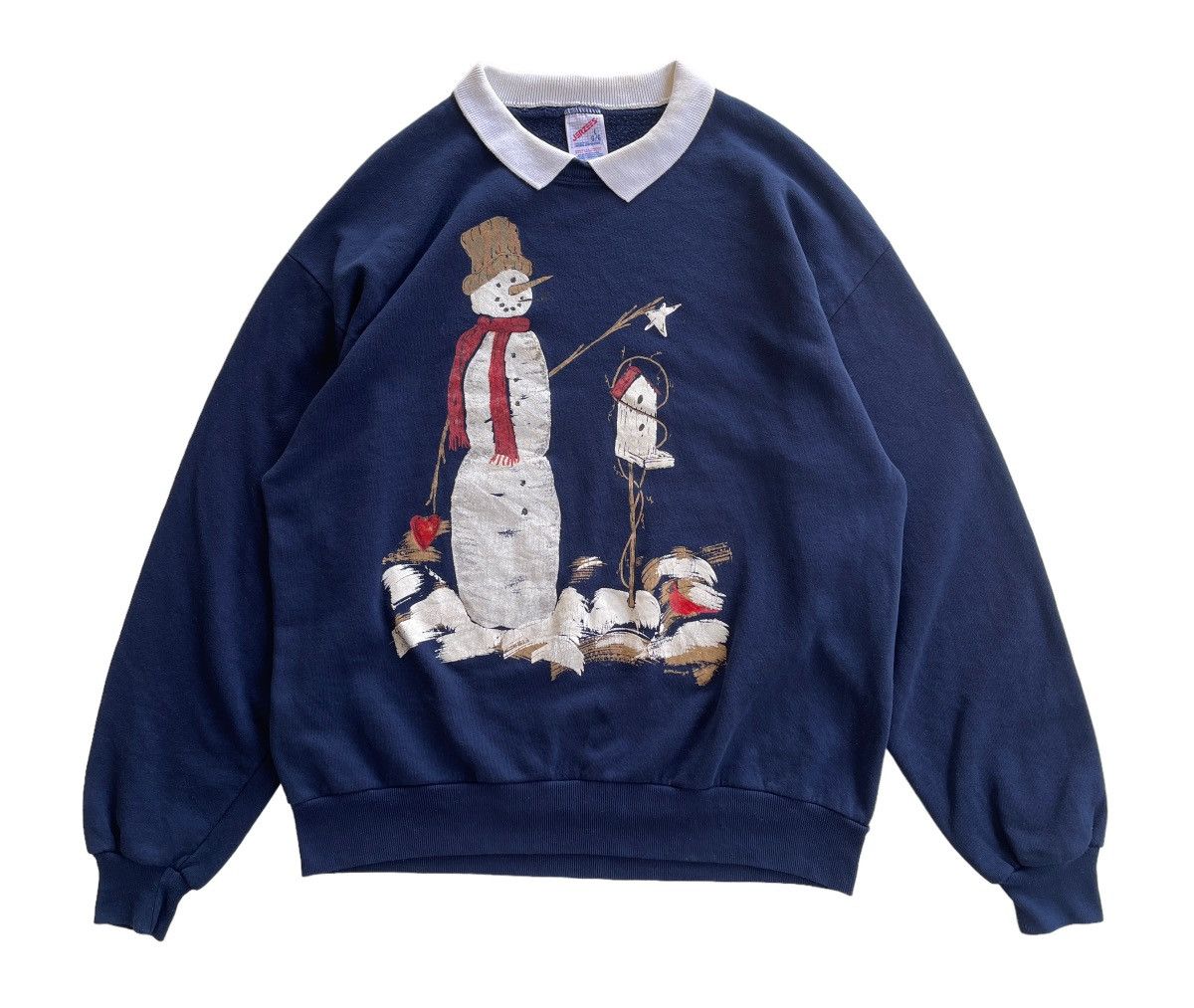 Jerzees Vintage 90s Collared Snowman Sweatshirt Size US L / EU 52-54 / 3 - 2 Thumbnail