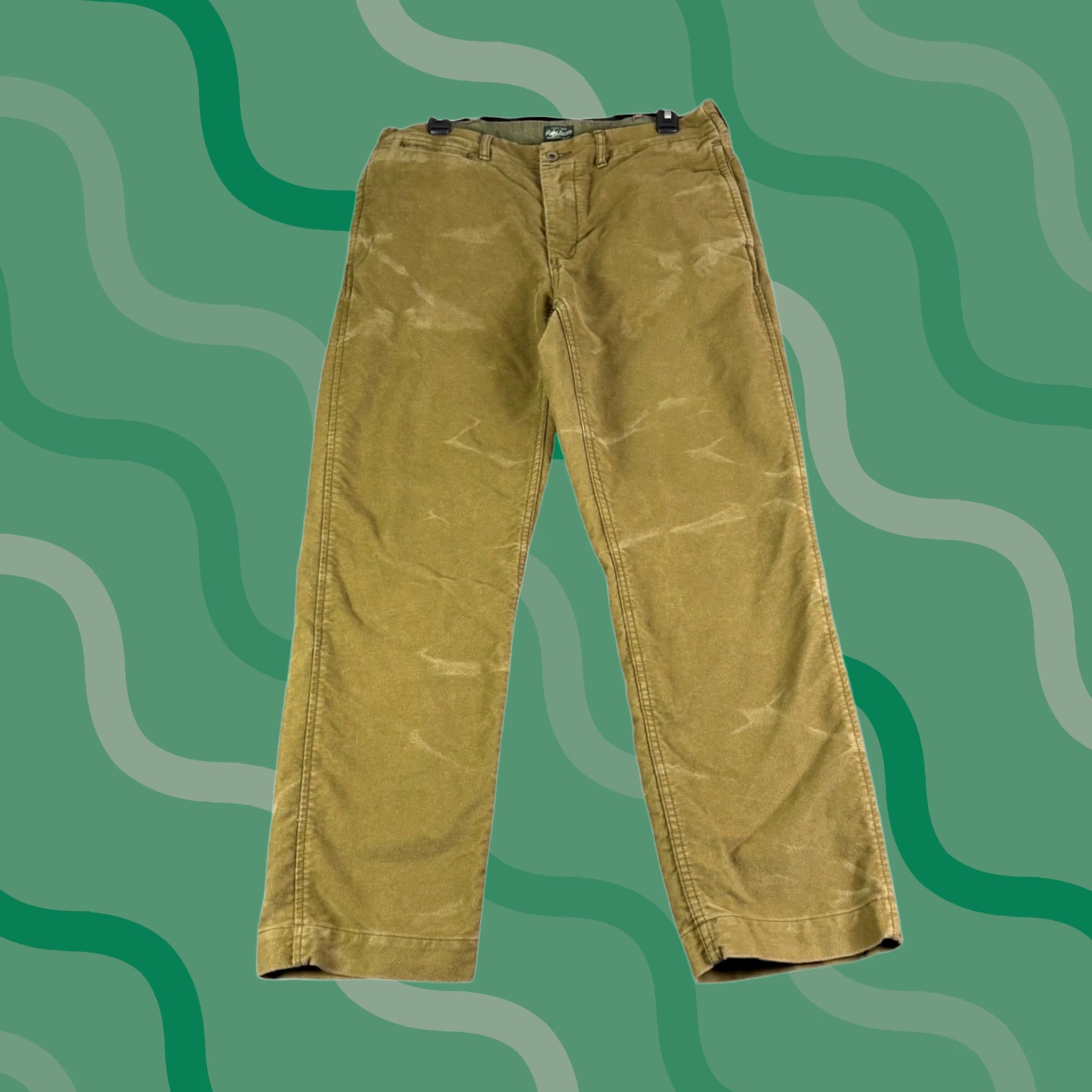 Ralph Lauren Ralph Lauren Mens Corduroy Pants 33x30 Brown Olive Straight Leg Cotton Chino Size US 33 - 1 Thumbnail