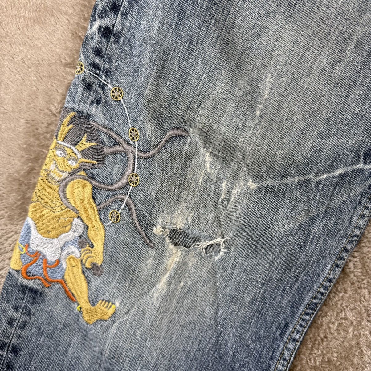 Japanese Brand Vtg art jeans denim sukajan sashiko distressed baggy Size US 31 - 6 Thumbnail
