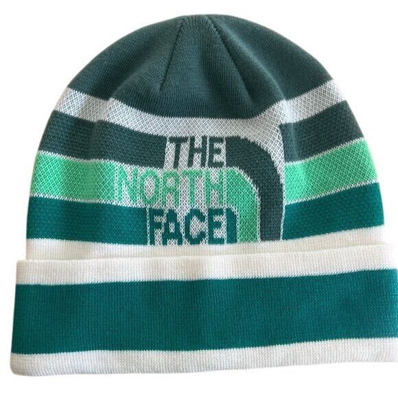 The North Face The North Face Striped Knit Beanie Unisex One Size Green & W Size ONE SIZE - 1 Thumbnail
