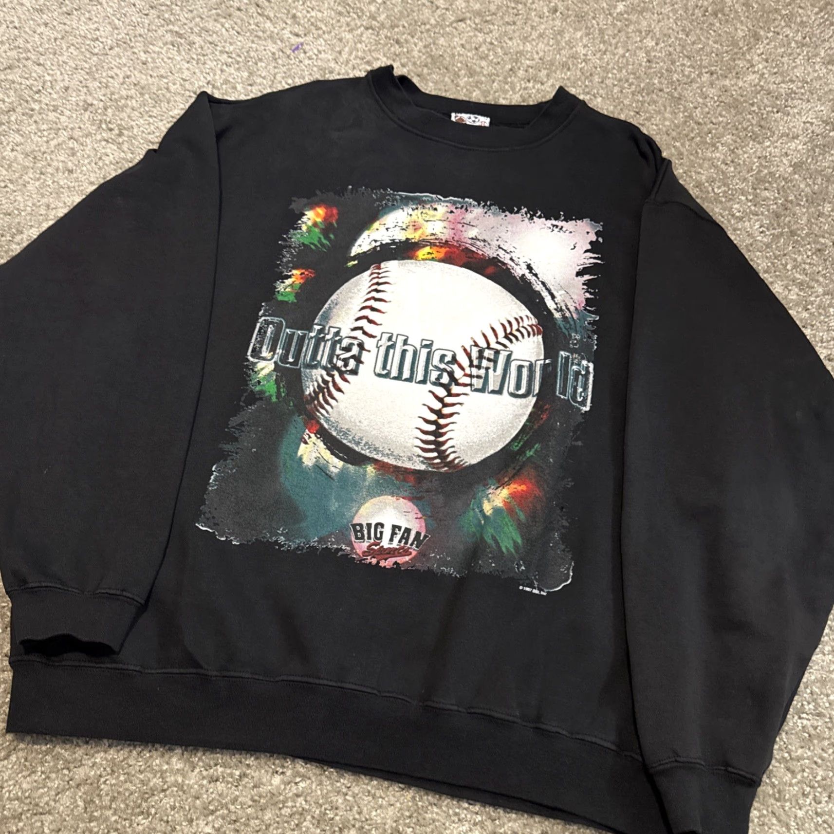 Vintage VTG 1997 Baseball Outta This World Big Fan Sports Black Crewneck Sweatshirt L Adult Mens Size US L / EU 52-54 / 3 - 4 Thumbnail
