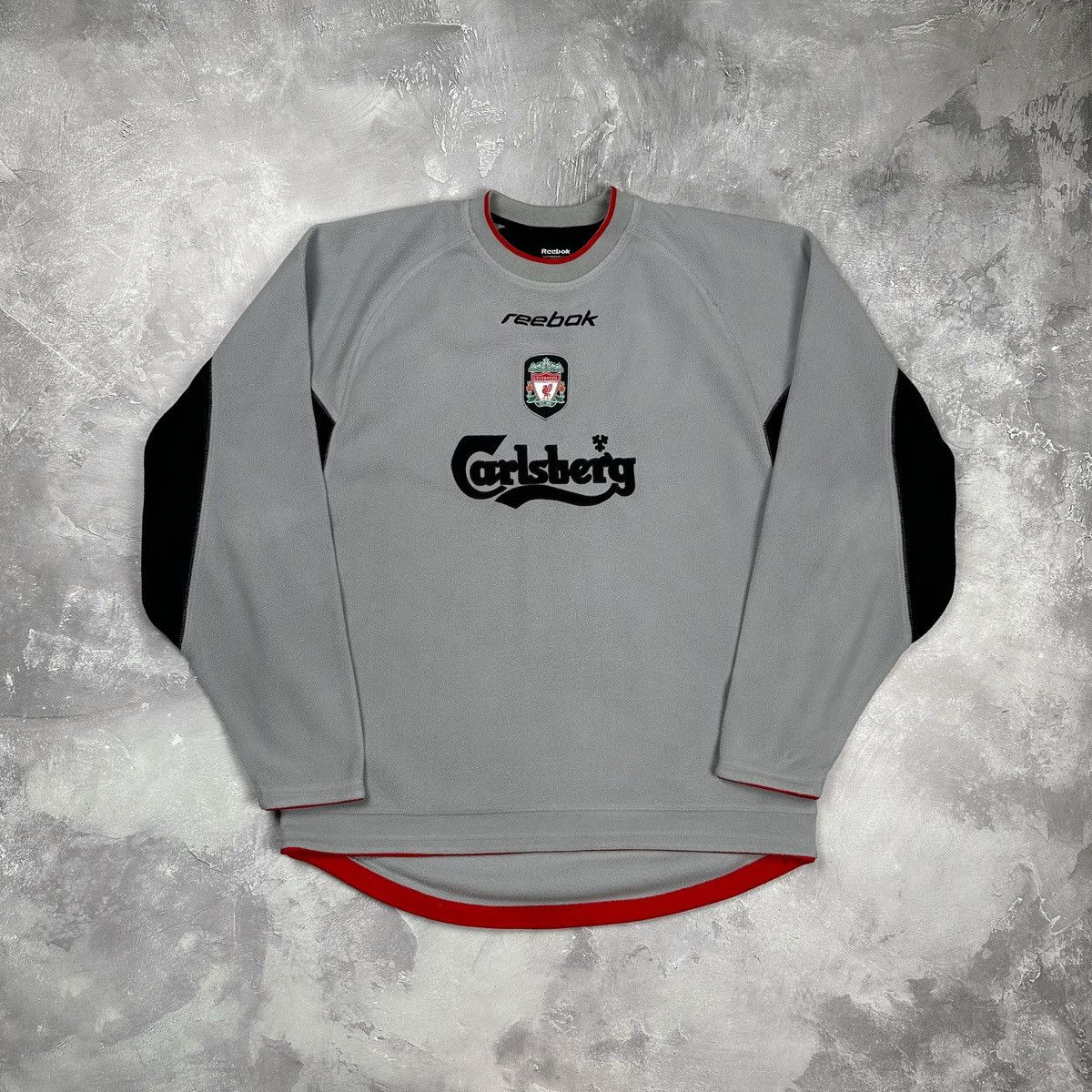 image of Vintage Y2K Reebok Liverpool Carlsberg Fleece Sweatshirt in Grey, Men's (Size XL)