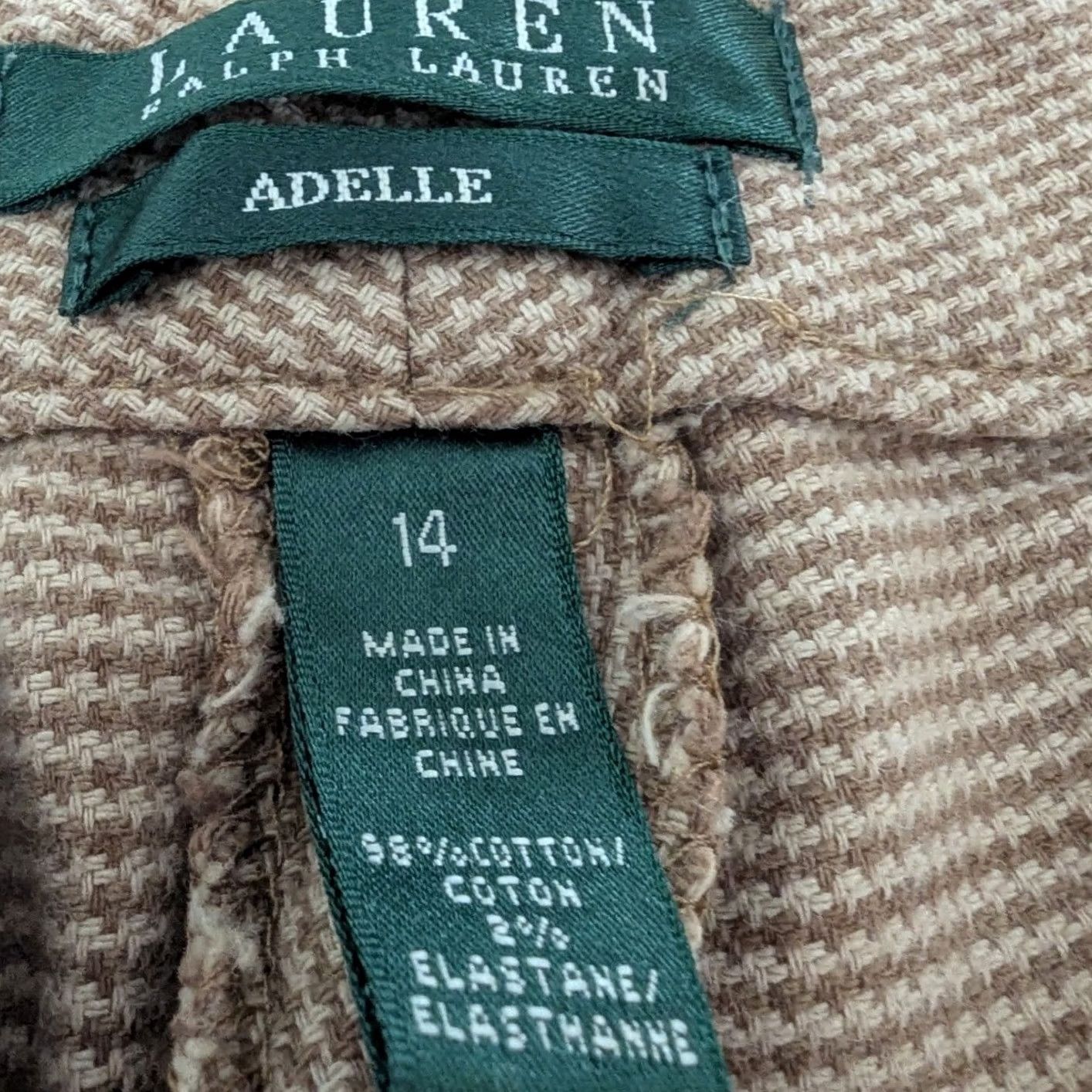Ralph Lauren Lauren Ralph Lauren Adelle Straight Leg Pants Beige Womens 14 Houndstooth Size 36" / US 14 / IT 50 - 8 Thumbnail